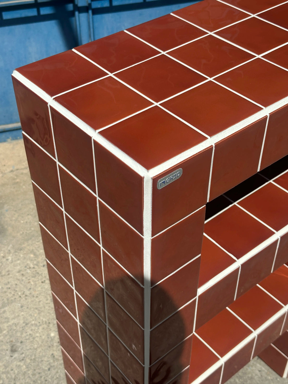 Quad Console with 2 Shelves | Grid Design
