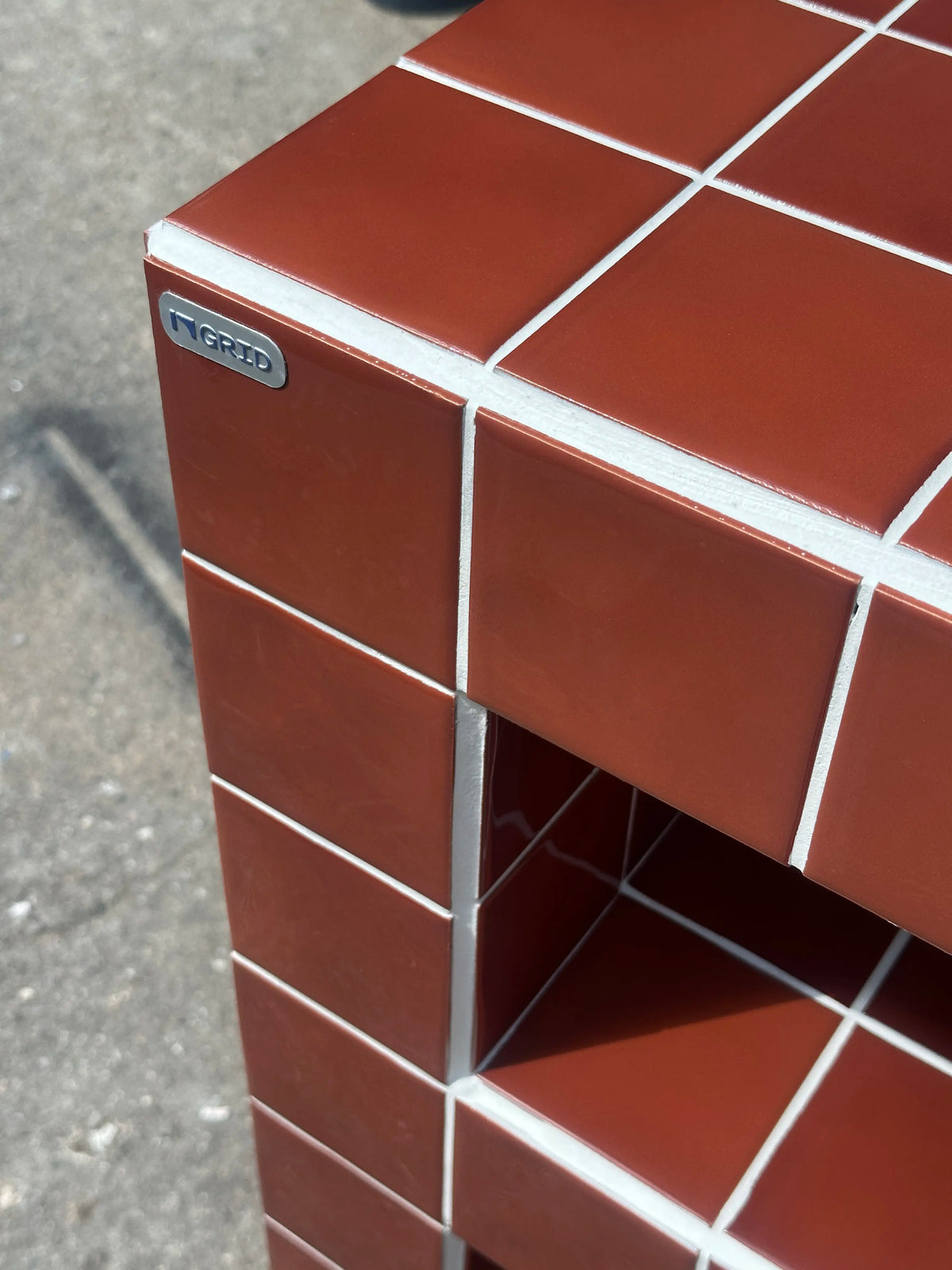 Quad Console with 2 Shelves | Grid Design