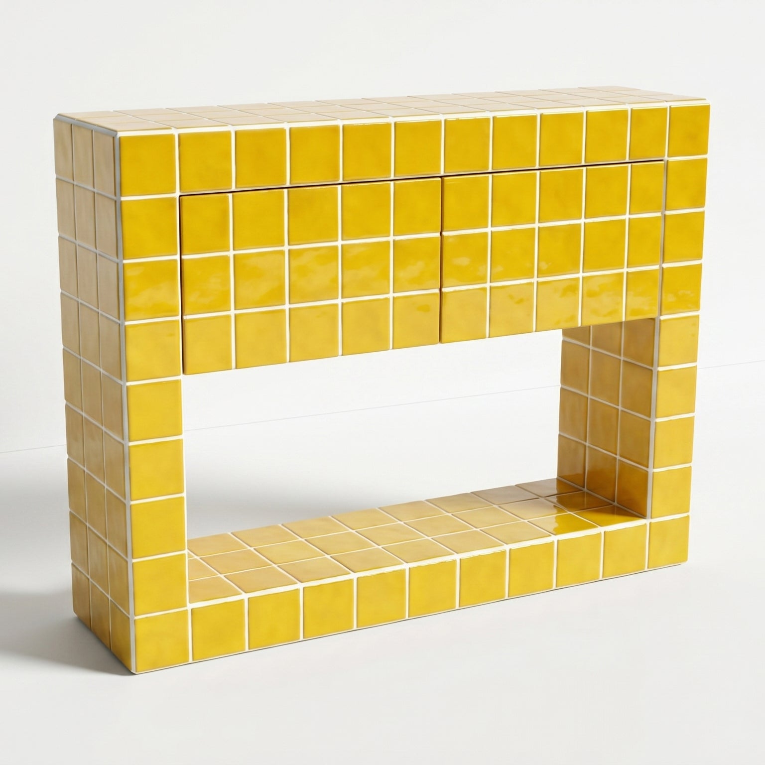 Tiled Console with 2 Drawers, Retro
