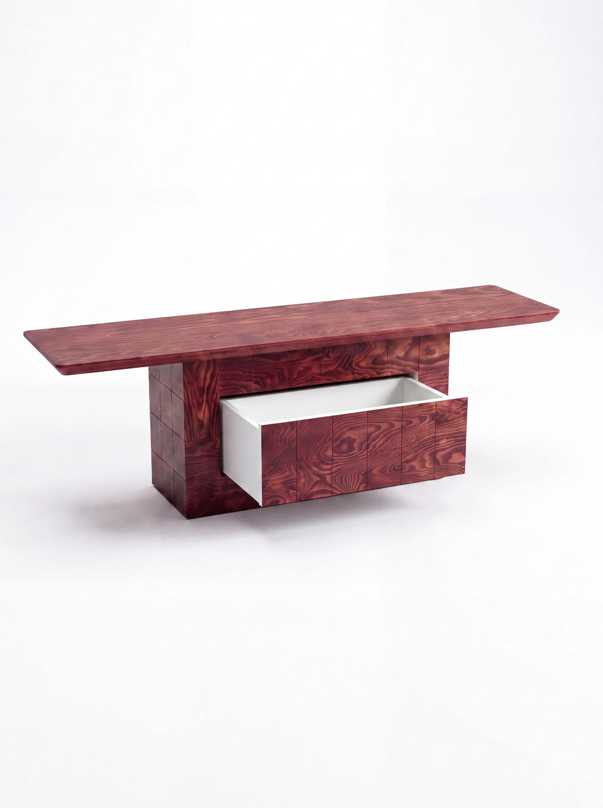 Tetra Modern Wood TV Stand with Drawer | Grid Design
