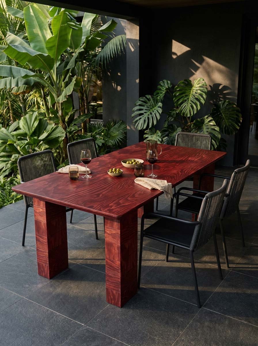 Tetra Modern Outdoor Wood Dining Table | Grid Design