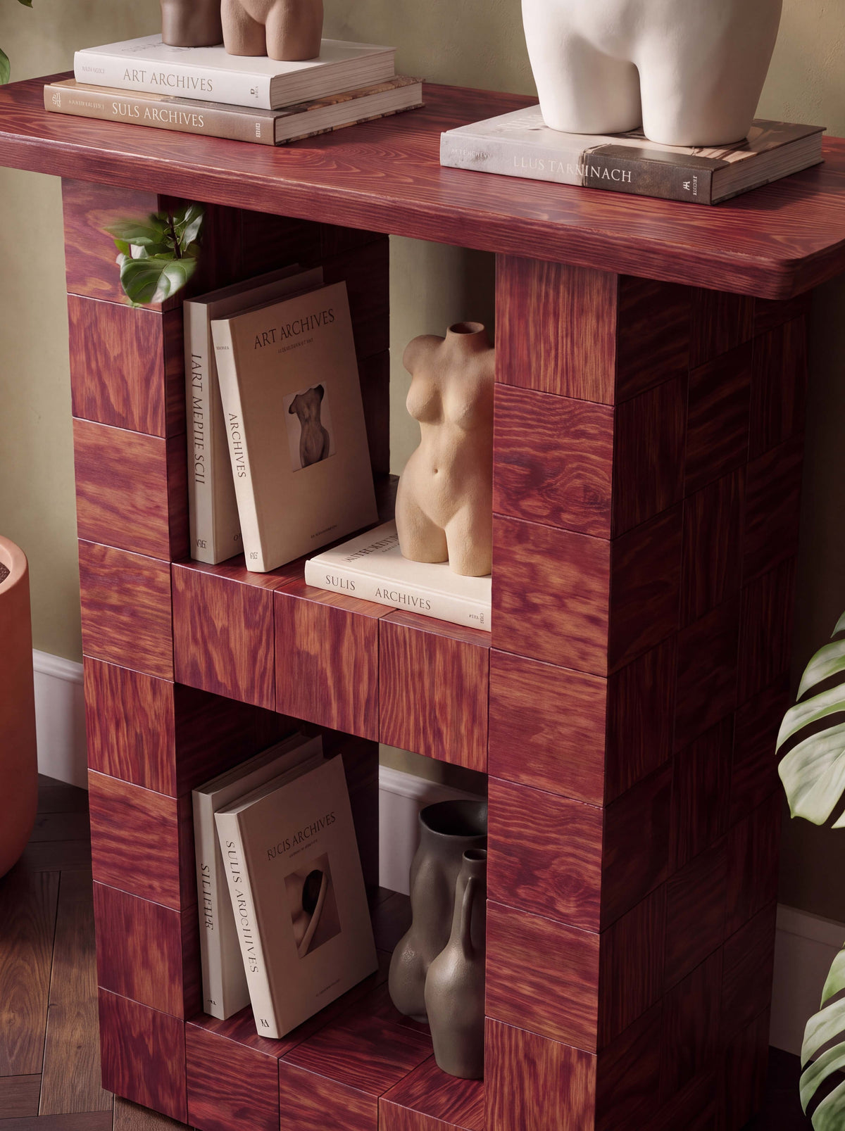 Tetra Modern Wood Console | Grid Design