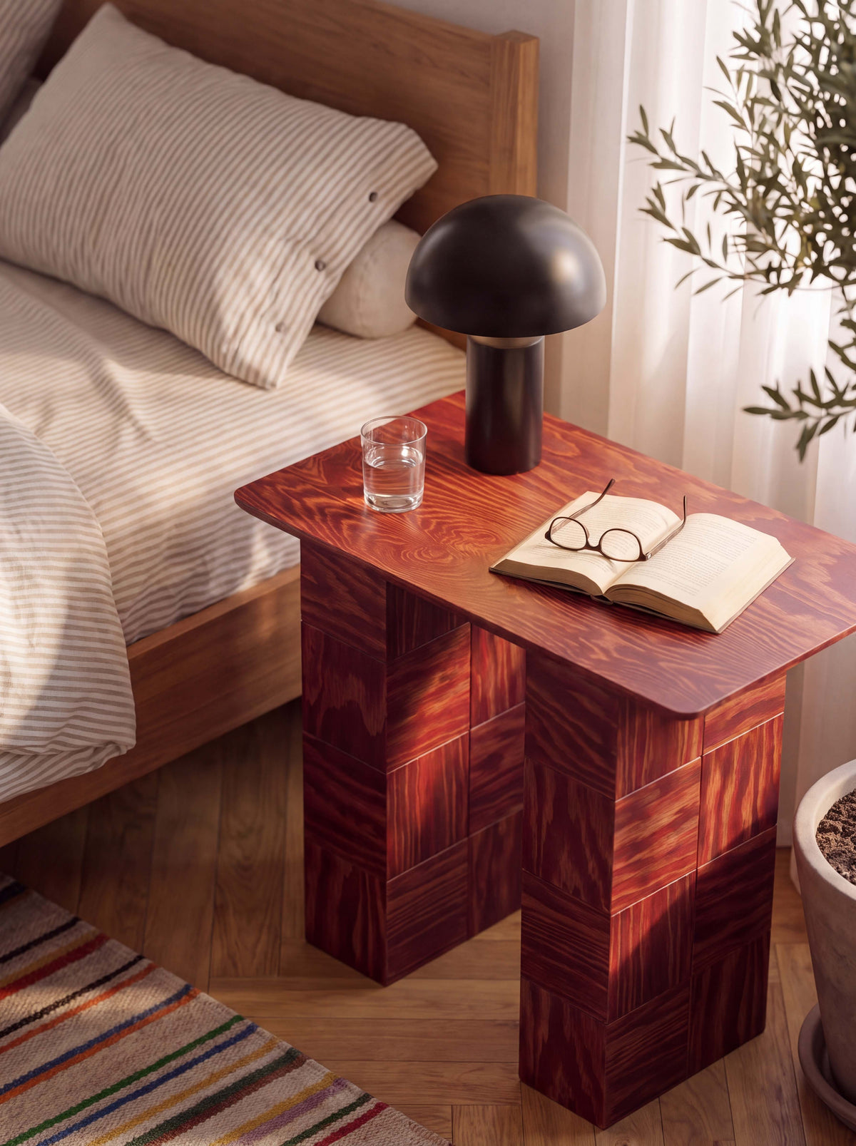 Tetra Modern Nightstand for Bedroom | Grid Design