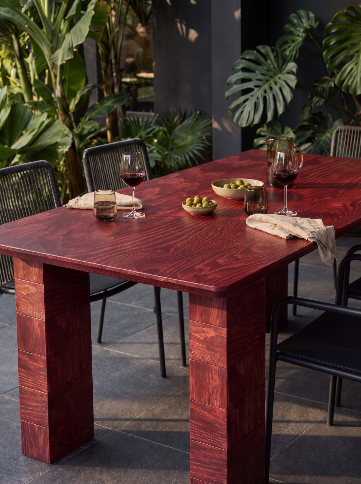 Tetra Modern Outdoor Wood Dining Table | Grid Design
