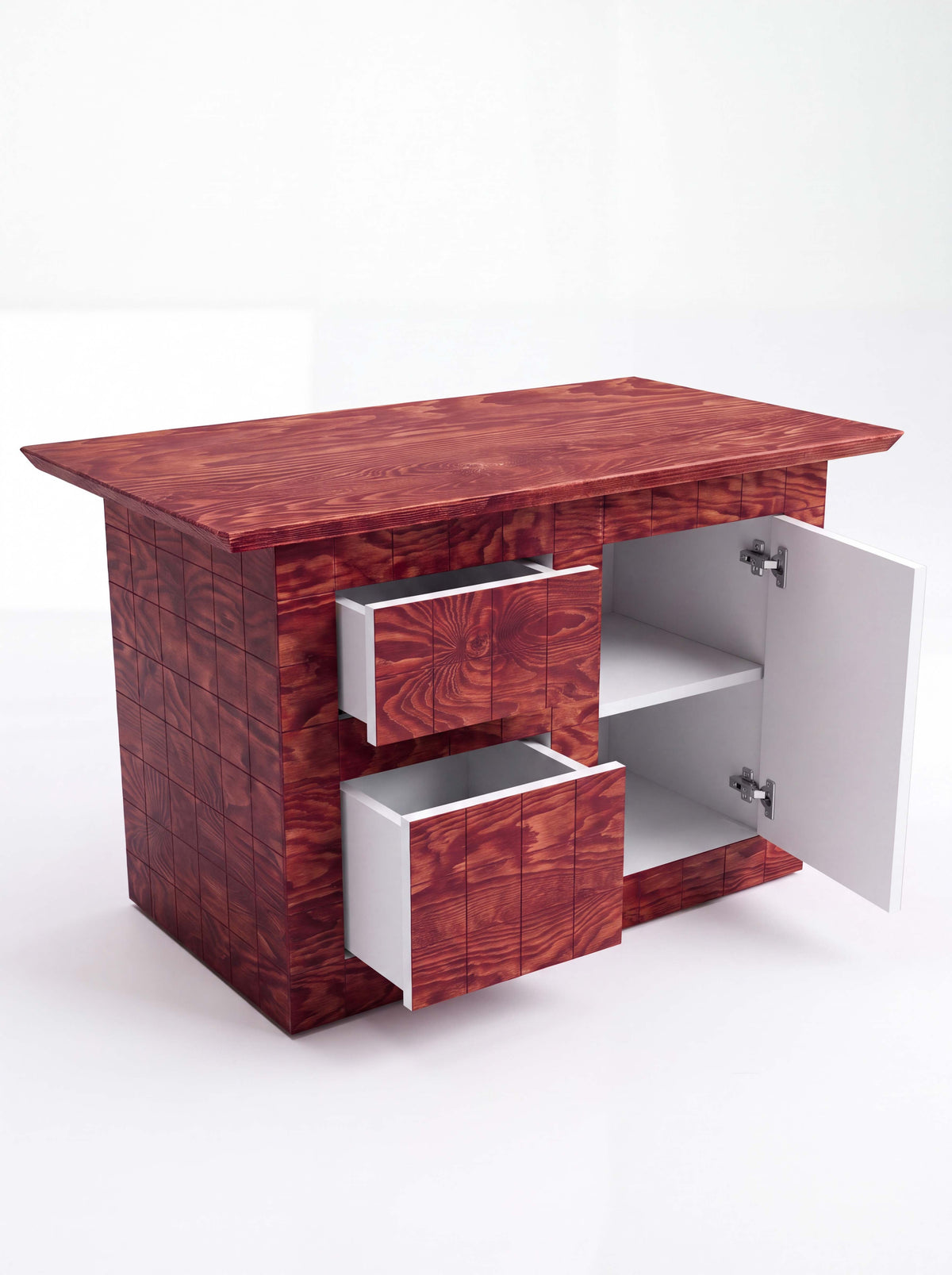 Tetra Modern Kitchen Island Table with Drawers | Grid Design