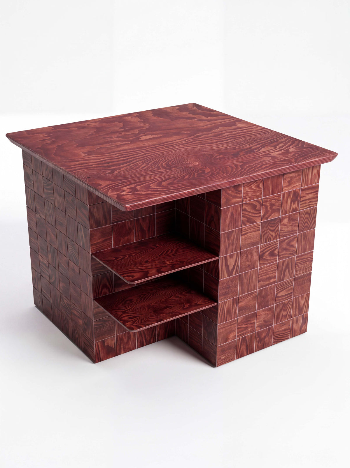 Tetra Modern Kitchen Island Table with Shelves | Grid Design