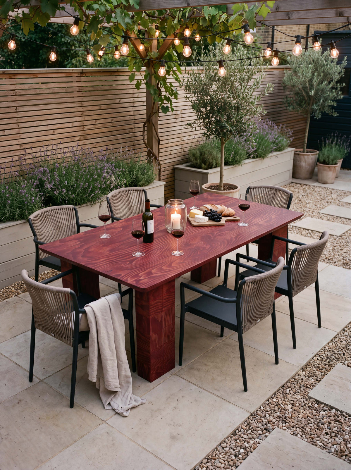 Tetra Modern Outdoor Wood Dining Table | Grid Design