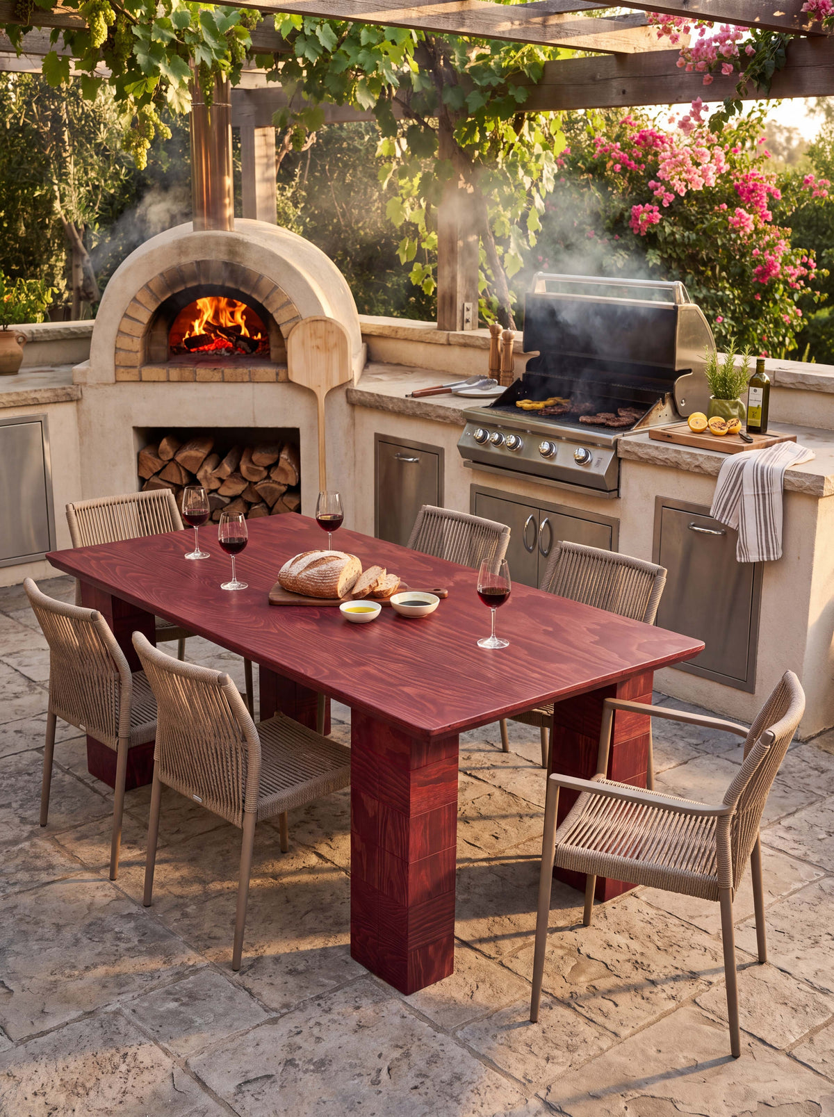 Tetra Modern Outdoor Wood Dining Table | Grid Design