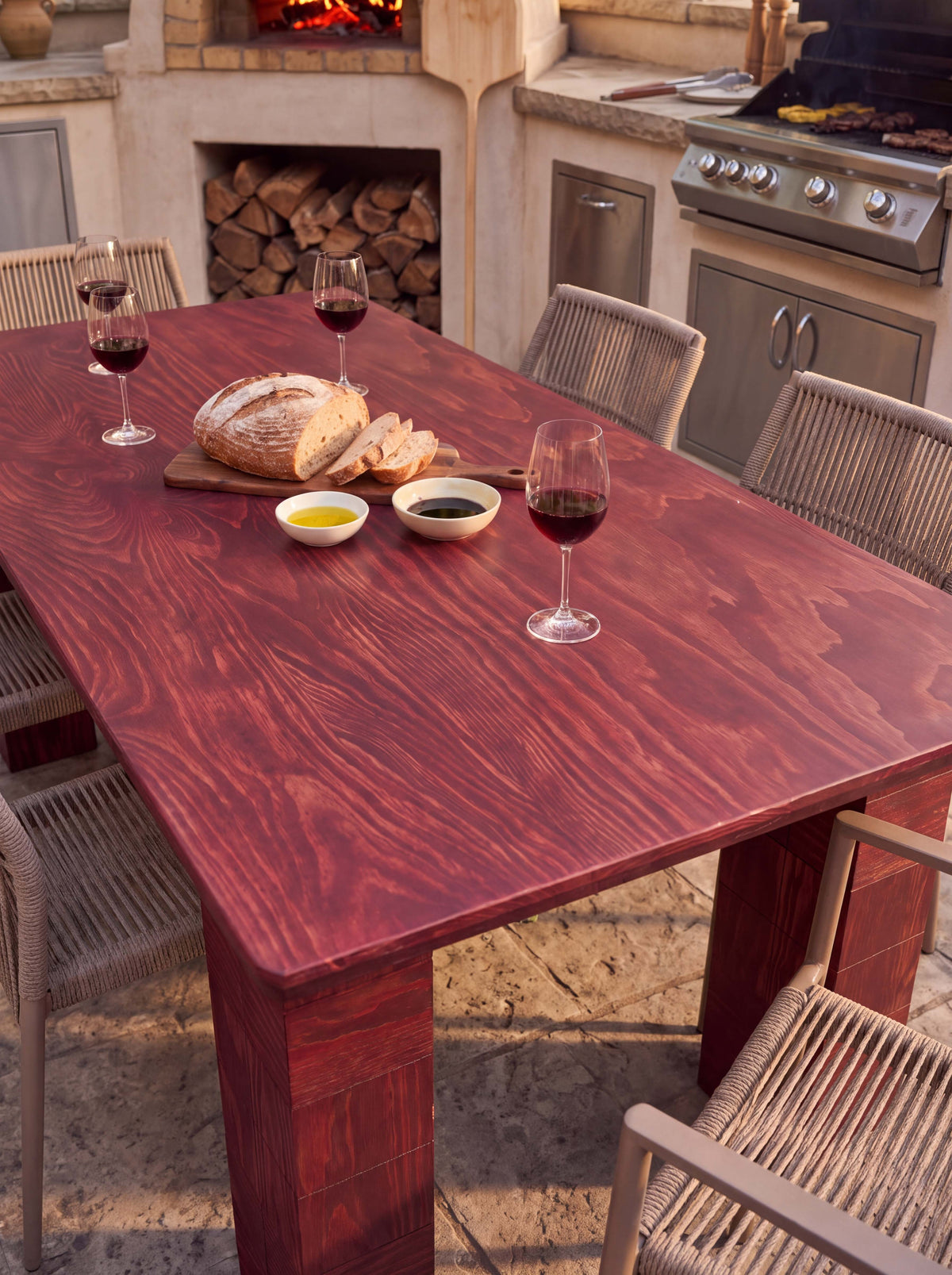 Tetra Modern Outdoor Wood Dining Table | Grid Design