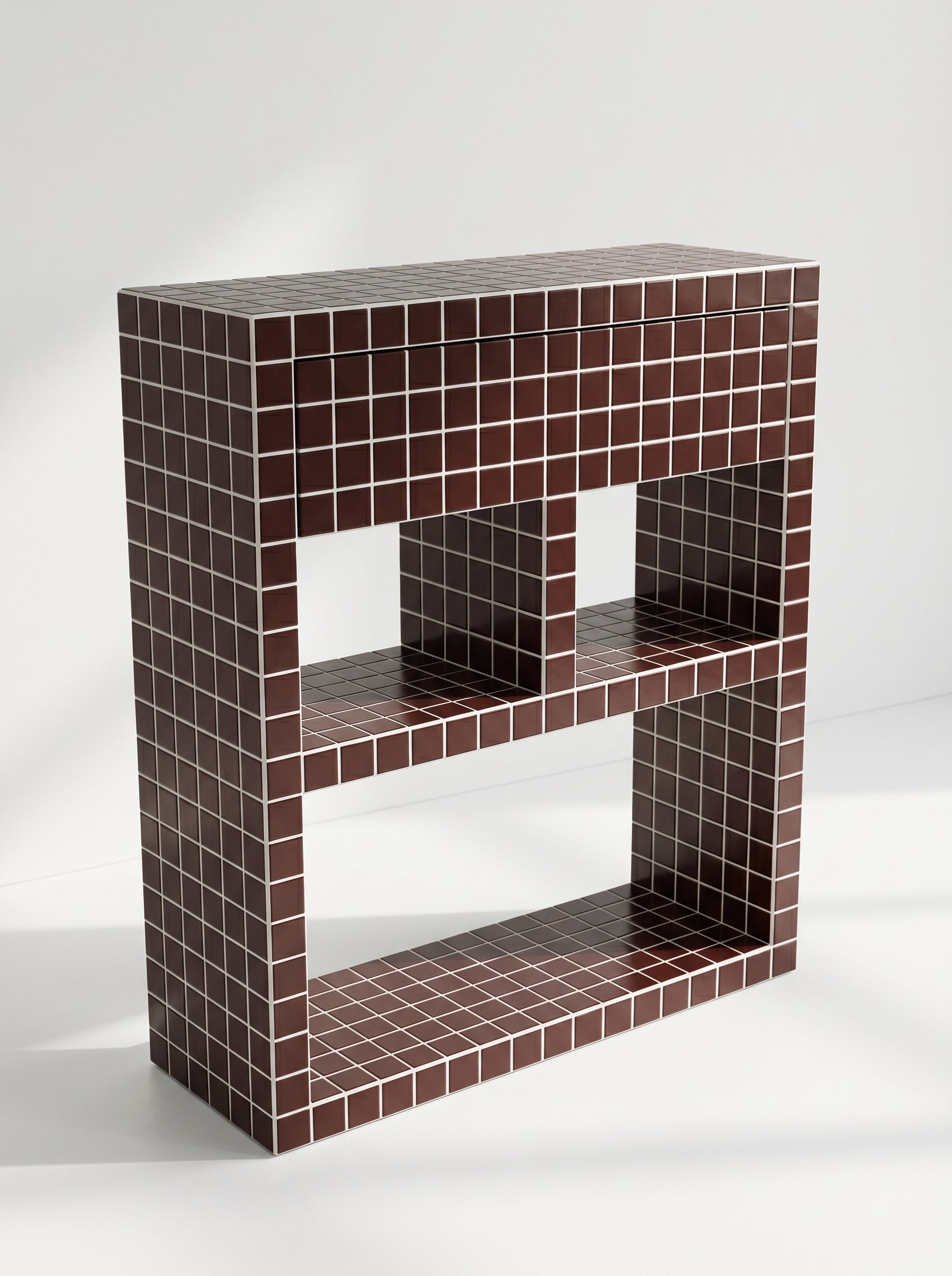 Tiled Bookshelf with Drawer, Console