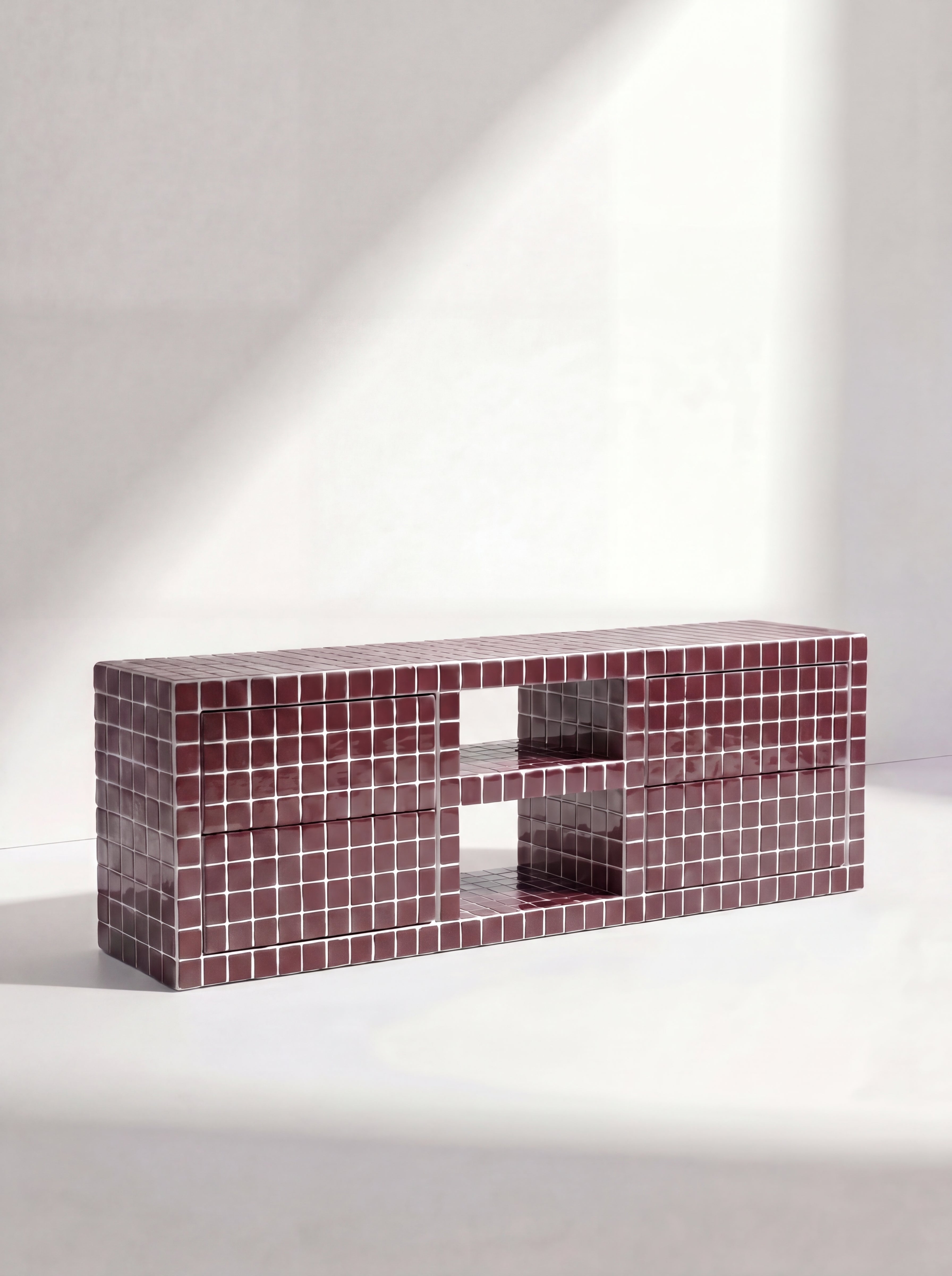 Tiled TV Stand with 4 Drawers, Fun