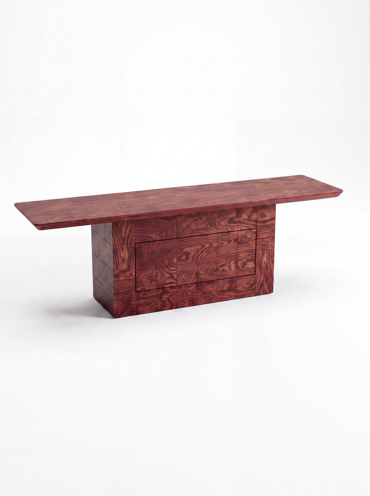 Tetra Modern Wood TV Stand with Drawer | Grid Design