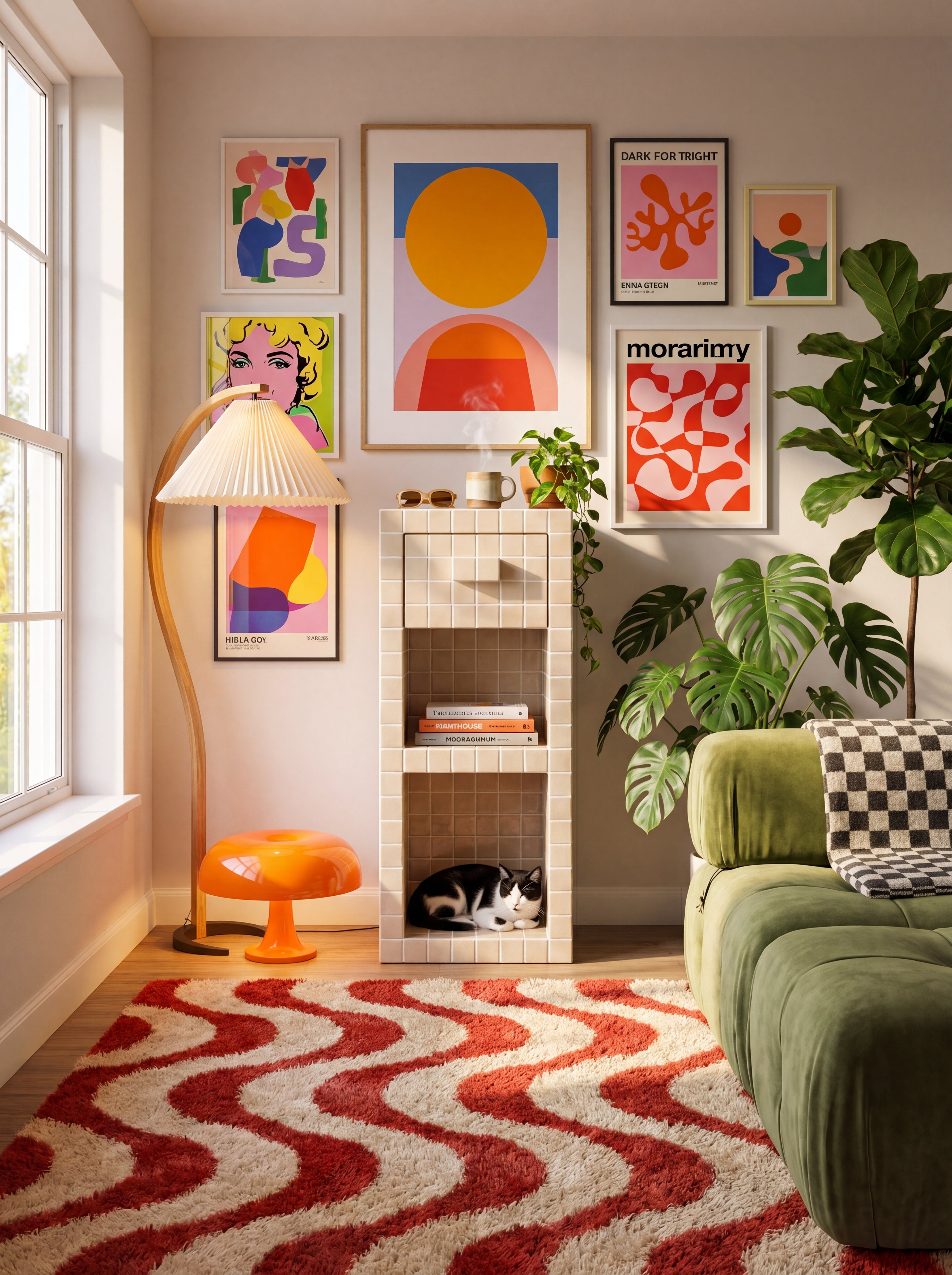 Tiled Bookshelf with Drawer, Buky