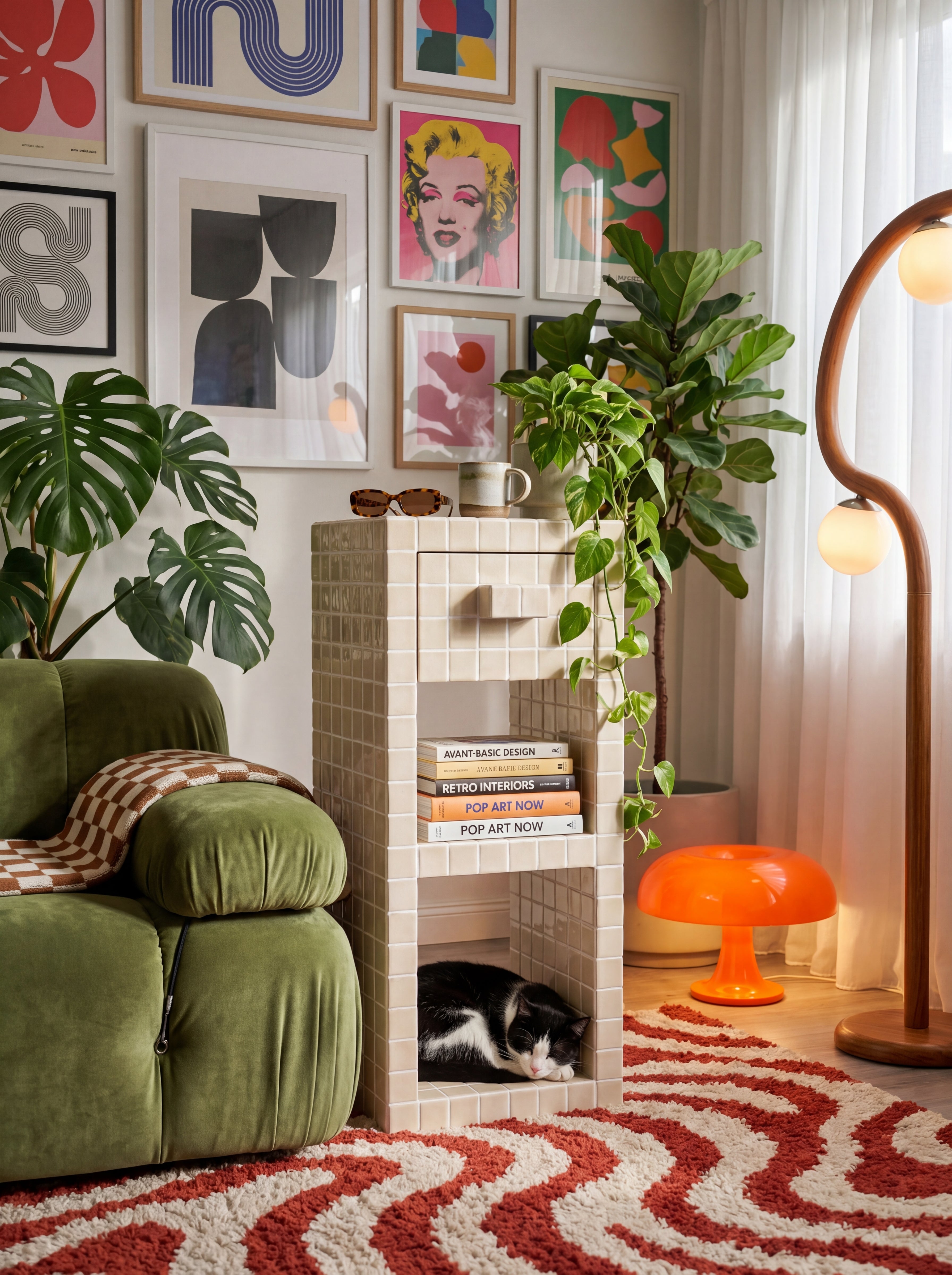 Tiled Bookshelf with Drawer, Buky