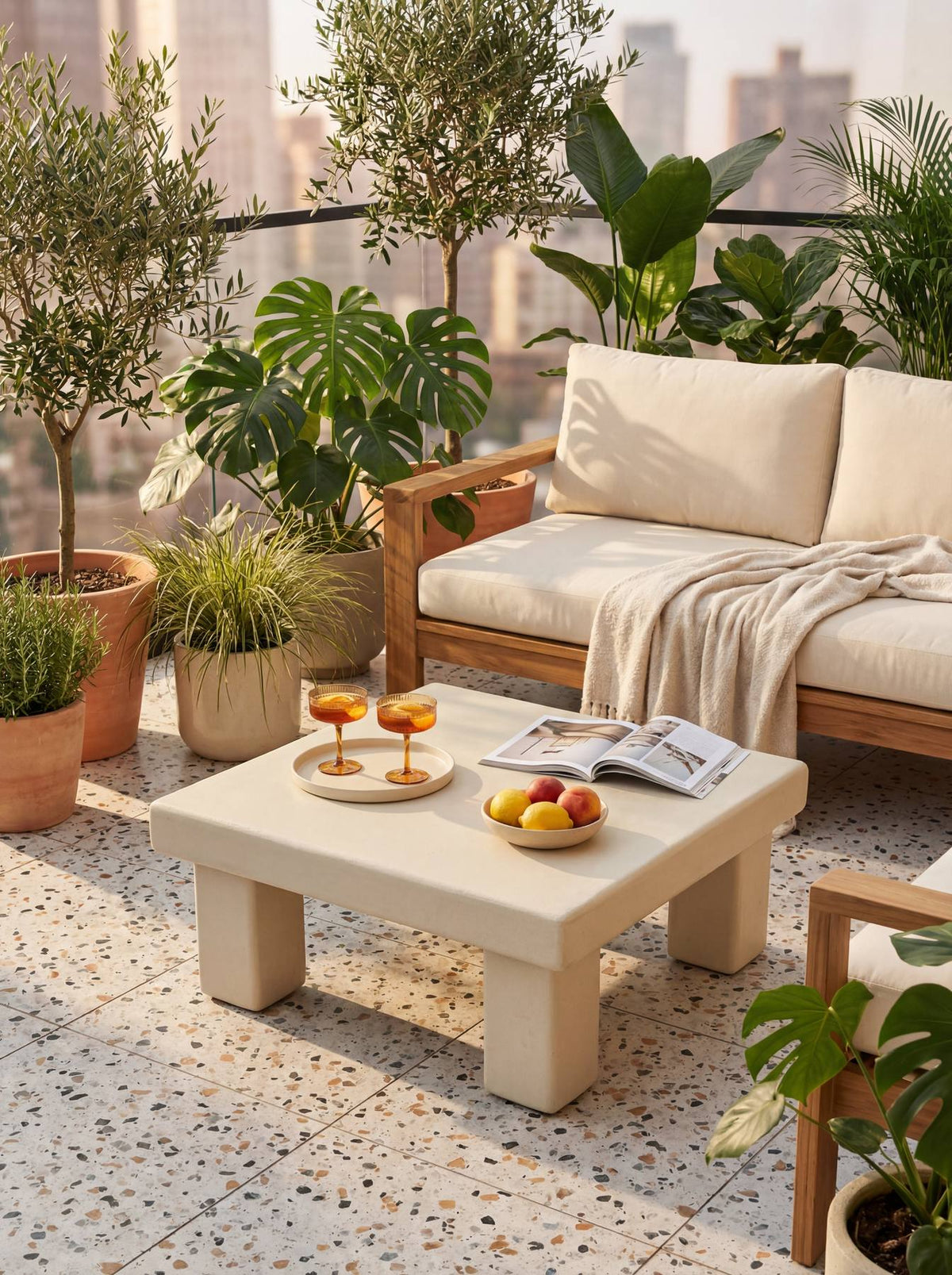 Luno Square Coffee Table in Beige | Grid Design