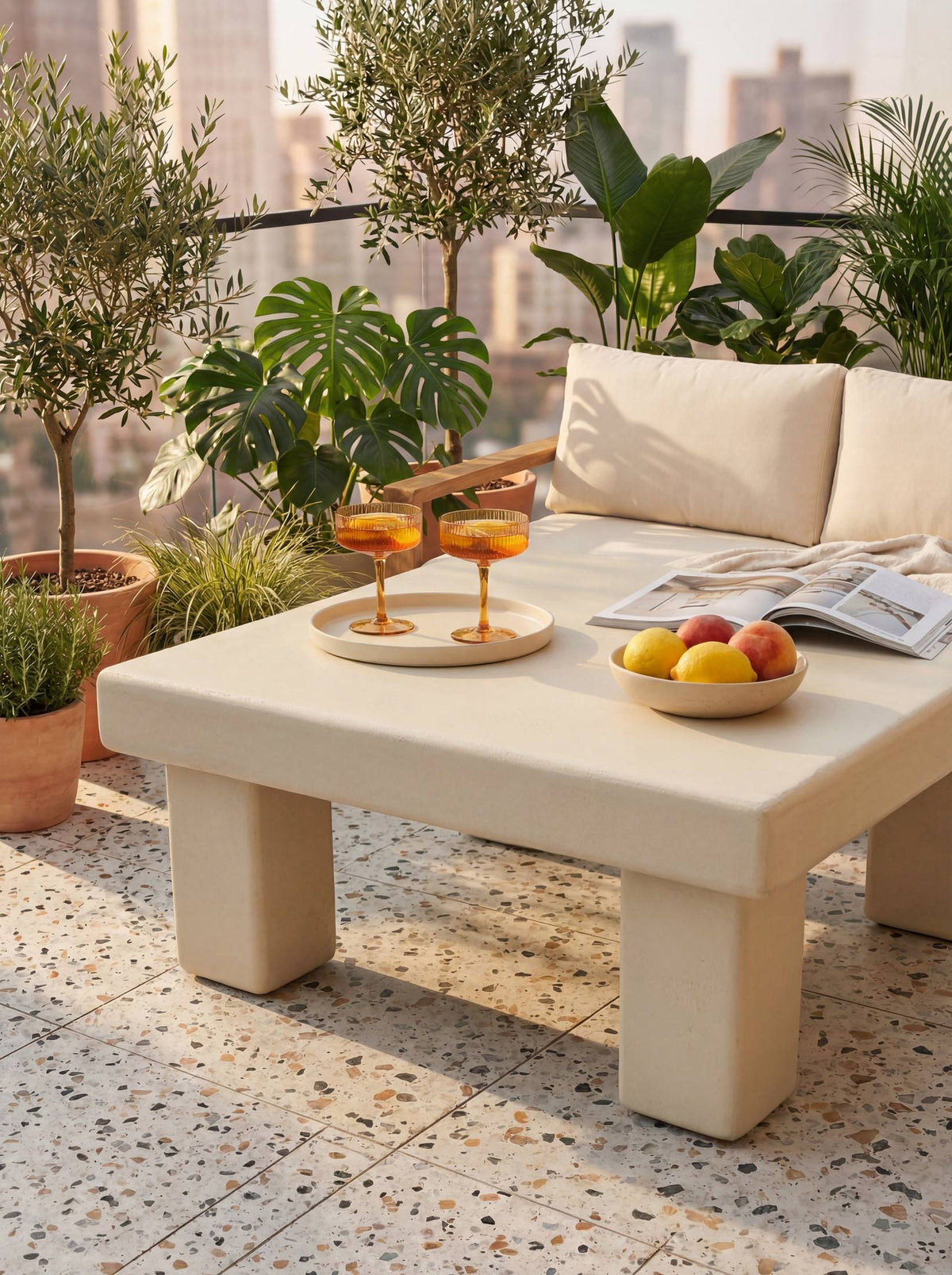 Luno Square Coffee Table in Beige | Grid Design