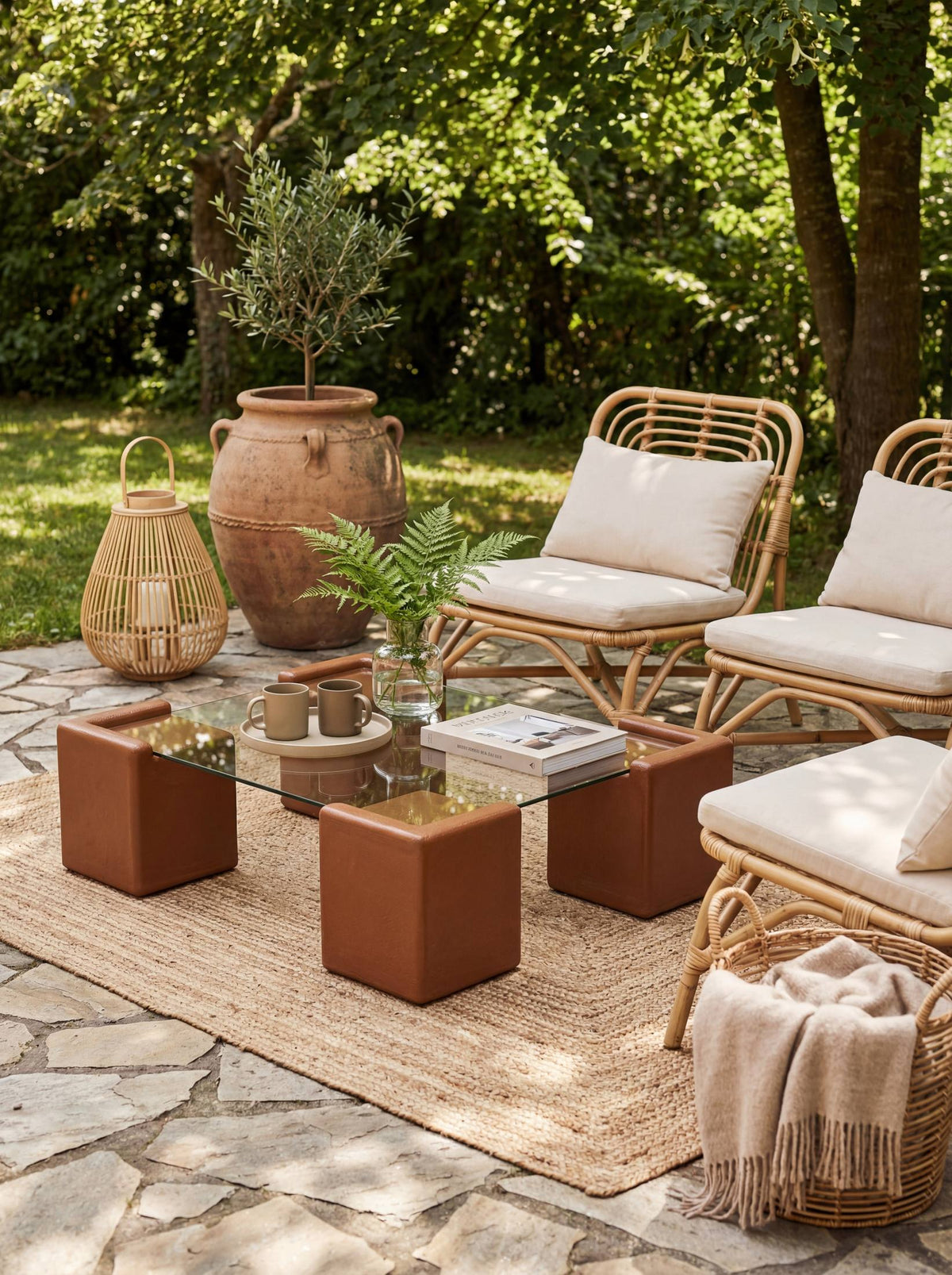 Luno Quart Large Coffee Table in Matte Brown | Grid Design