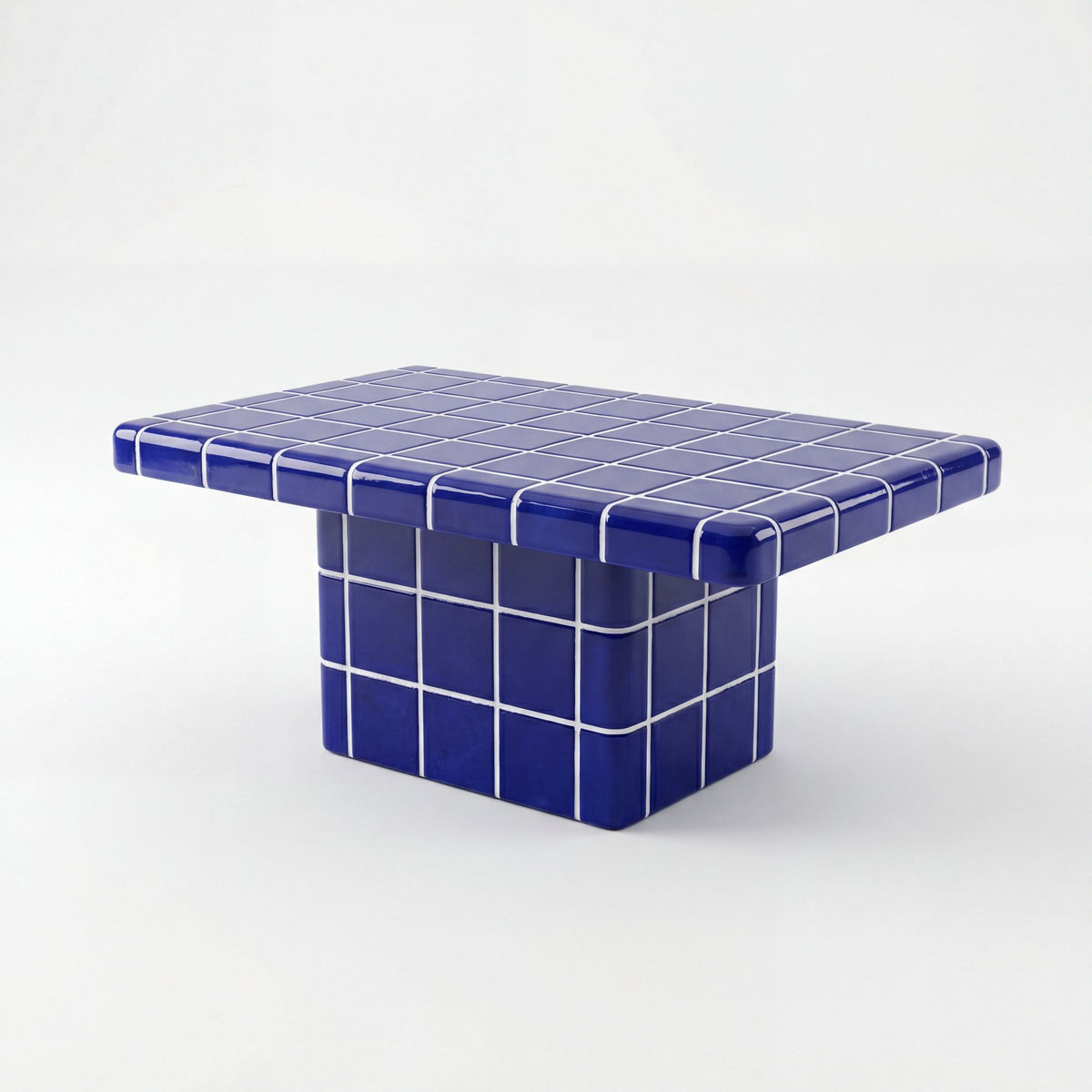 Mellow Rectangular Coffee Table in Cobalt Blue | Grid Design