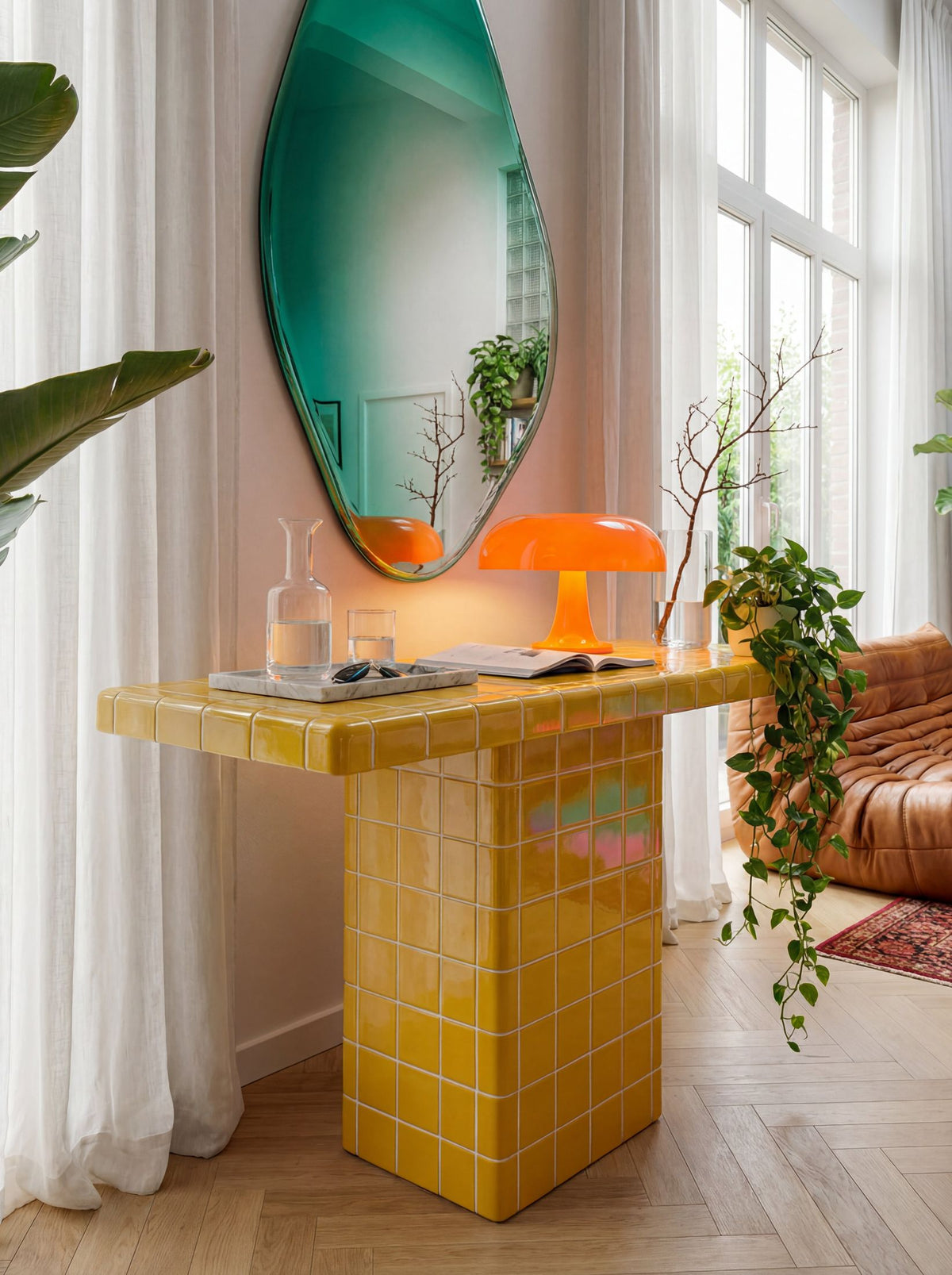 Mellow Freestanding Dresser in Amber Yellow | Grid Design