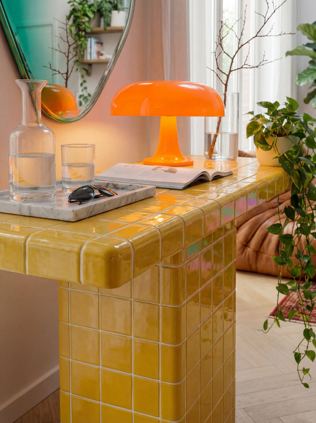 Mellow Freestanding Dresser in Amber Yellow | Grid Design