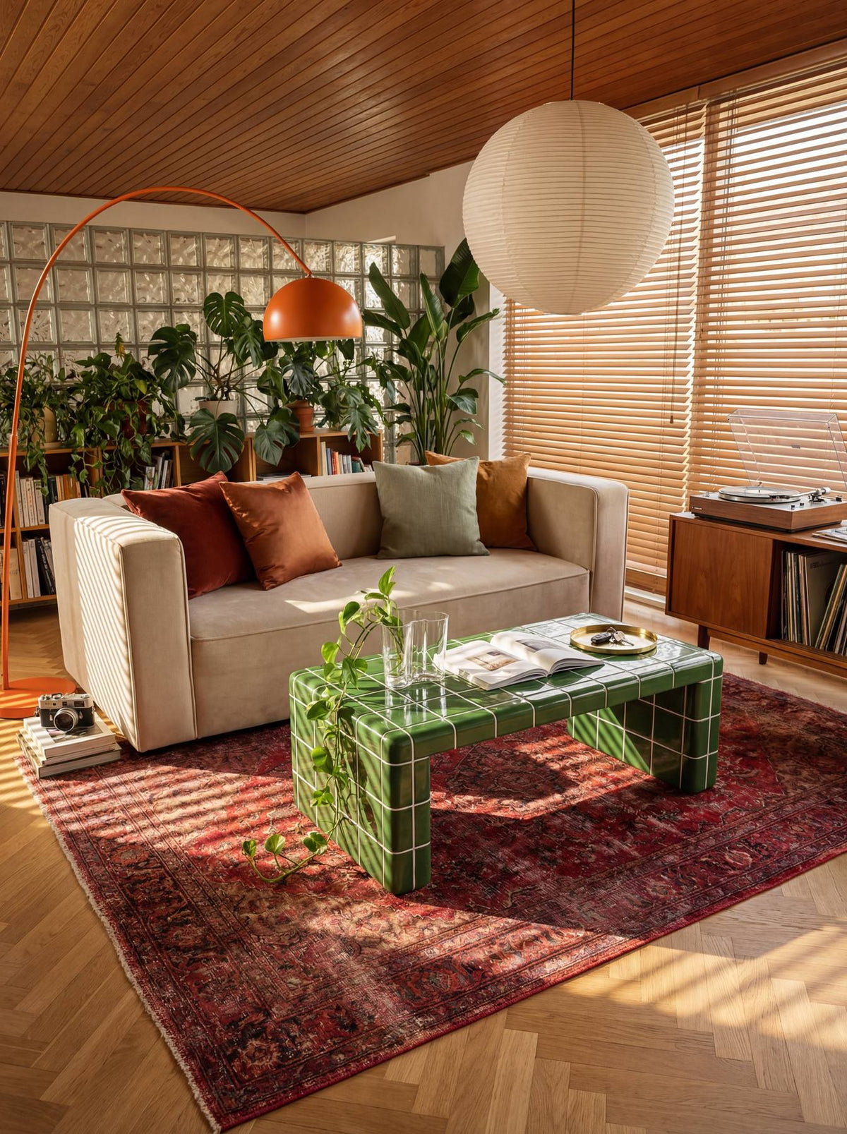 Mellow-U Coffee Table in Emerald Green | Grid Design