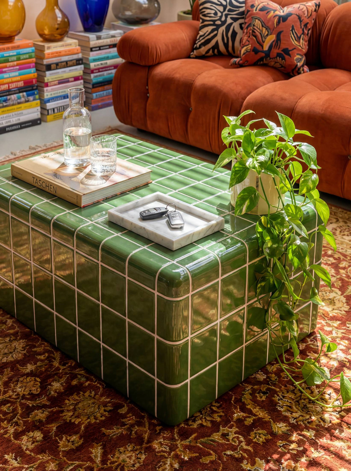 Mellow-Box Coffee Table in Emerald Green | Grid Design