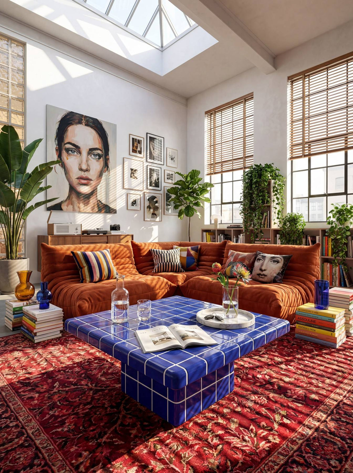 Mellow Square Coffee Table in Cobalt Blue | Grid Design