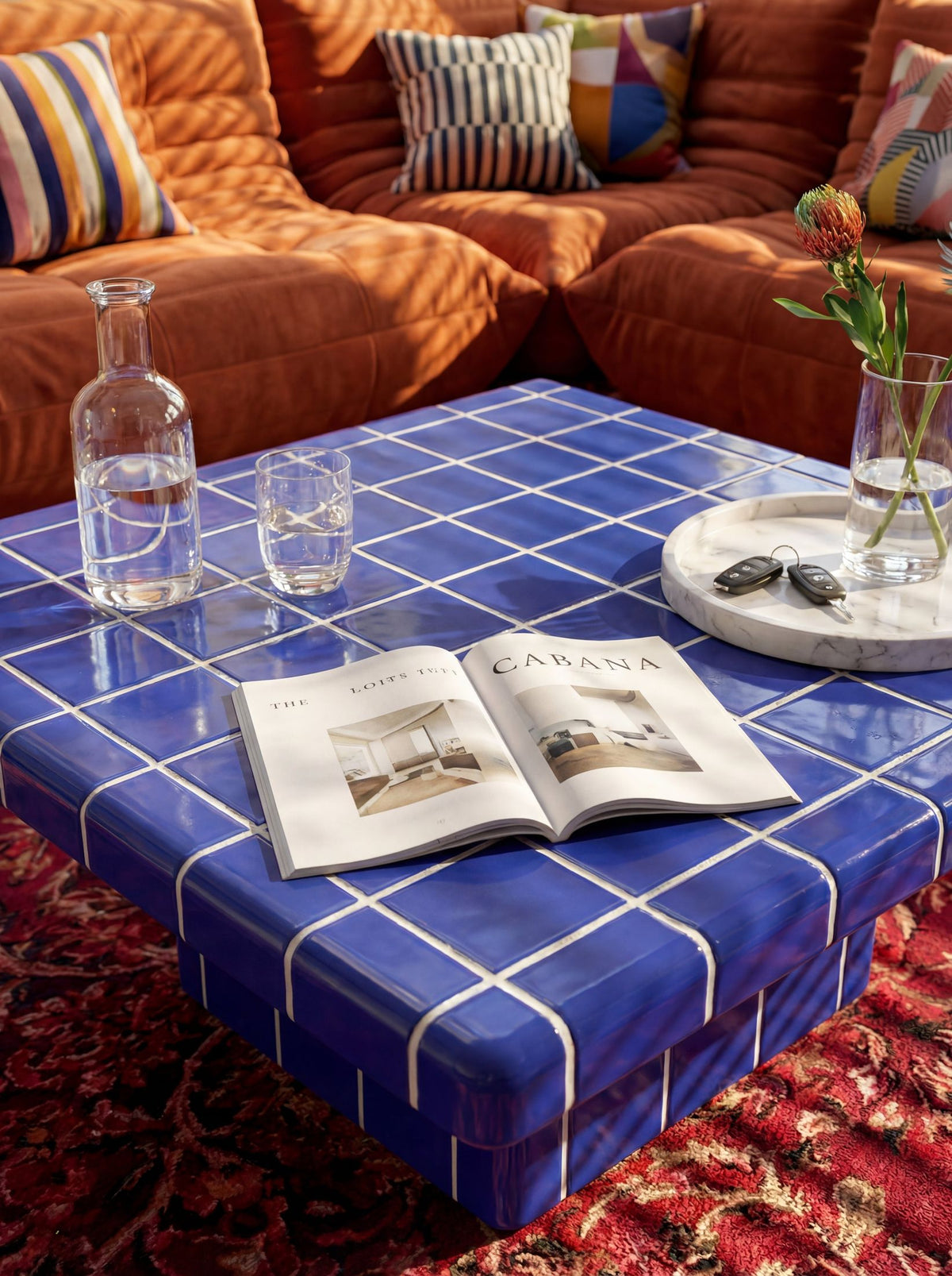 Mellow Square Coffee Table in Cobalt Blue | Grid Design