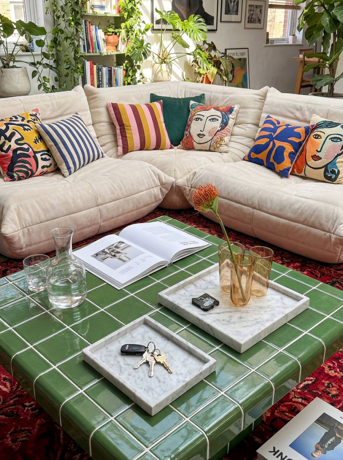Mellow Square Coffee Table in Emerald Green | Grid Design