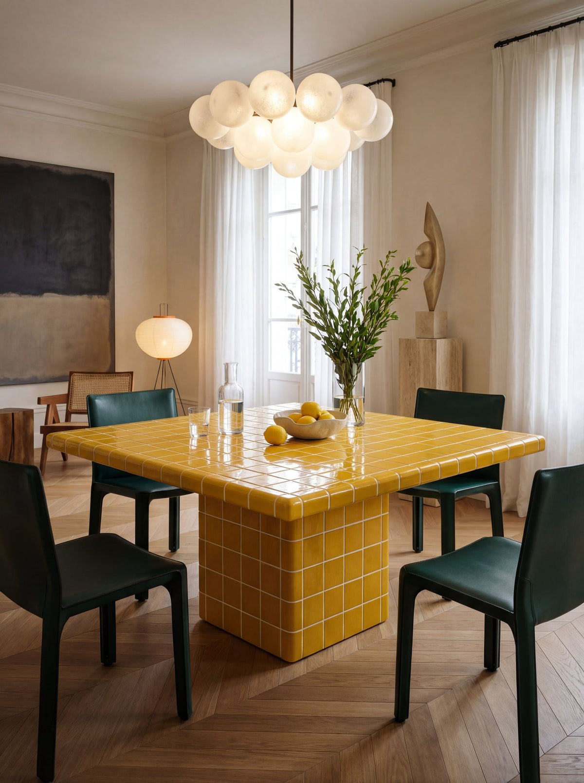 Mellow Square Table in Amber Yellow | Grid Design