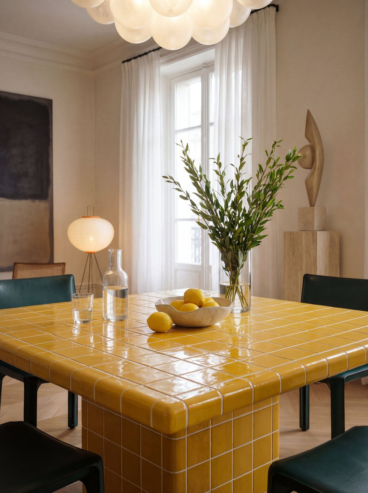 Mellow Square Table in Amber Yellow | Grid Design
