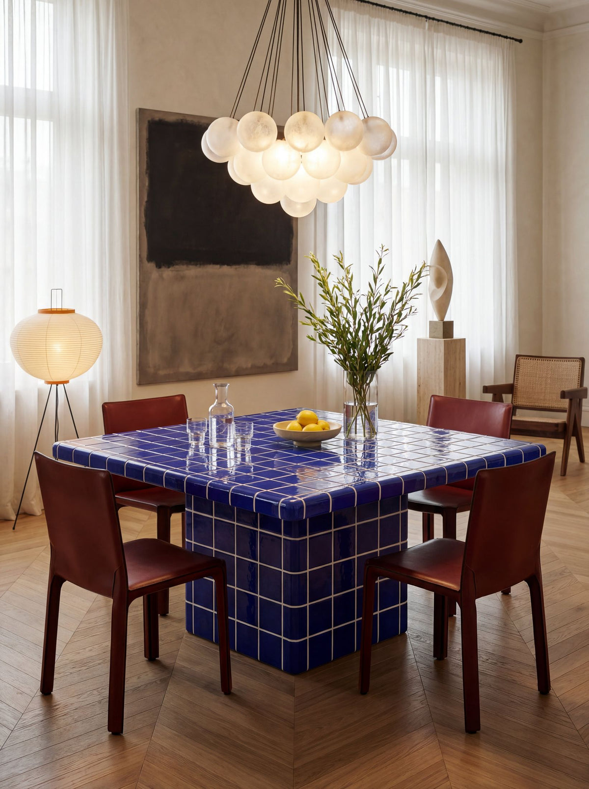 Mellow Square Table in Cobalt Blue | Grid Design