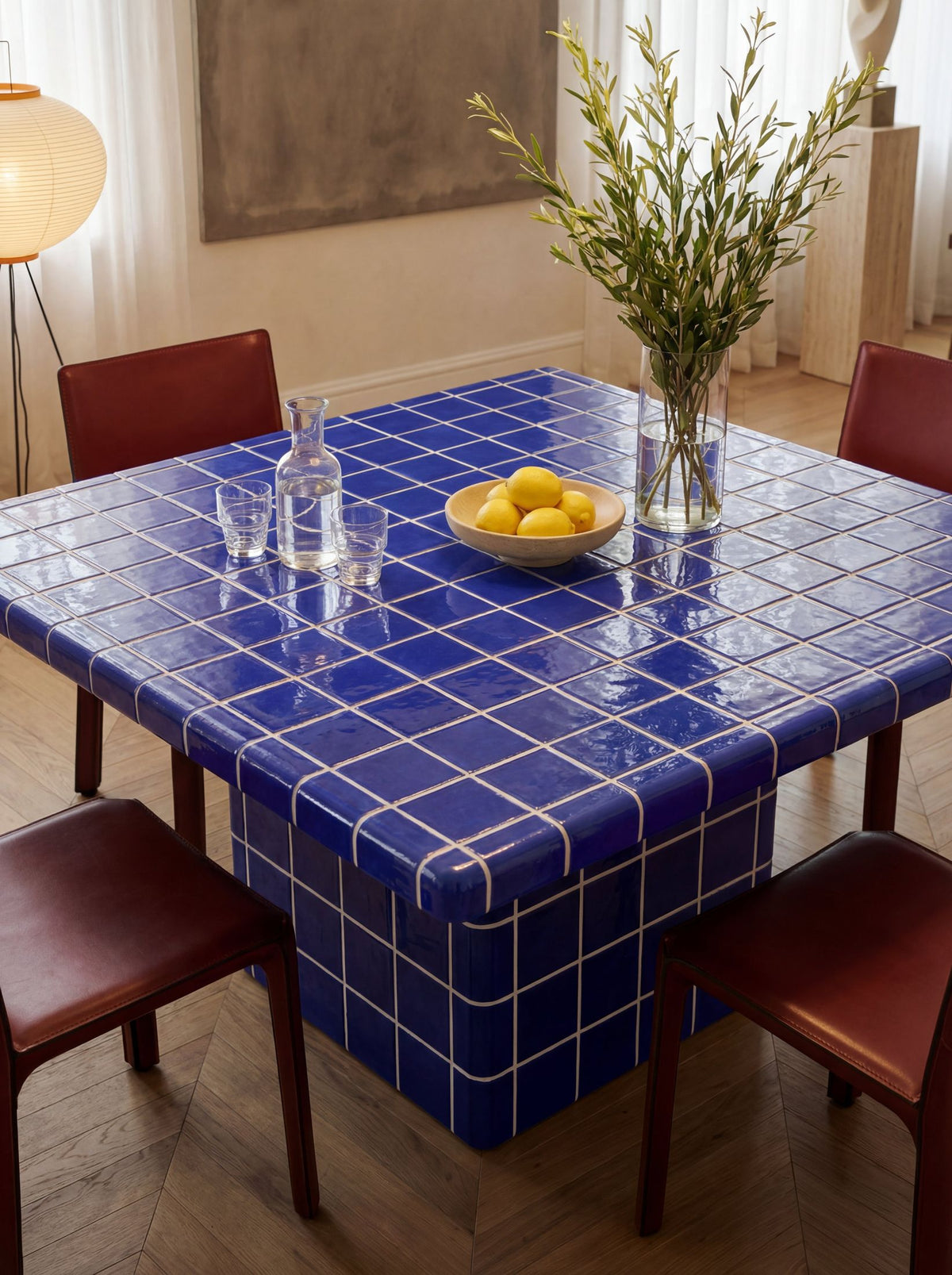 Mellow Square Table in Cobalt Blue | Grid Design
