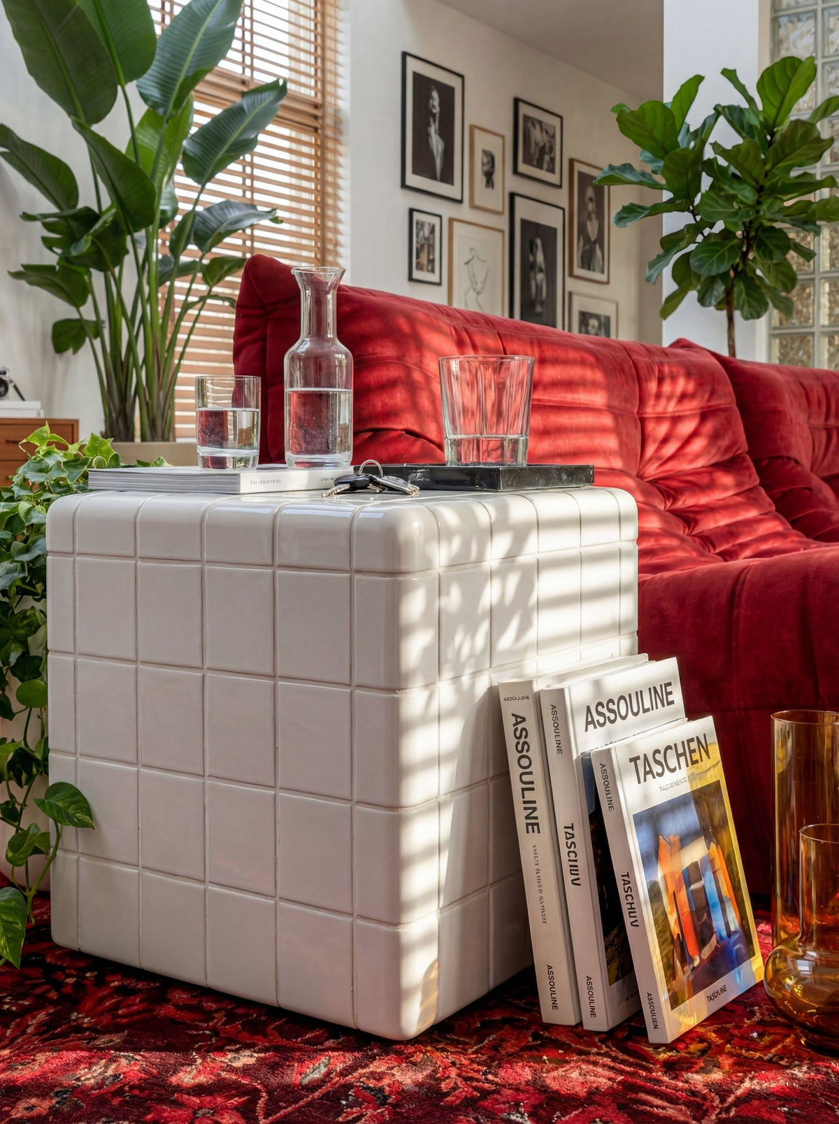 Mellow Side Table in Ivory | Grid Design