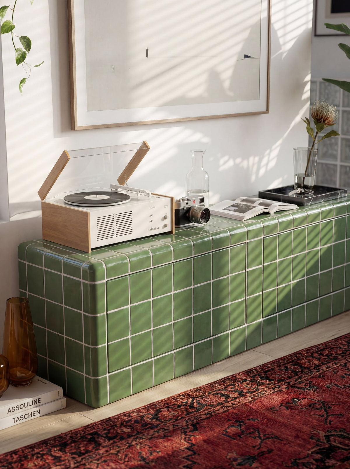 Mellow TV Unit in Emerald Green | Grid Design