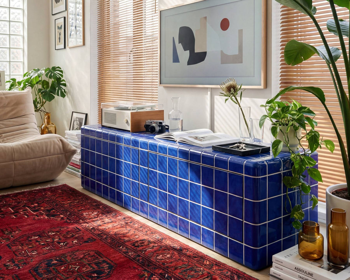 Mellow TV Unit in Cobalt Blue | Grid Design