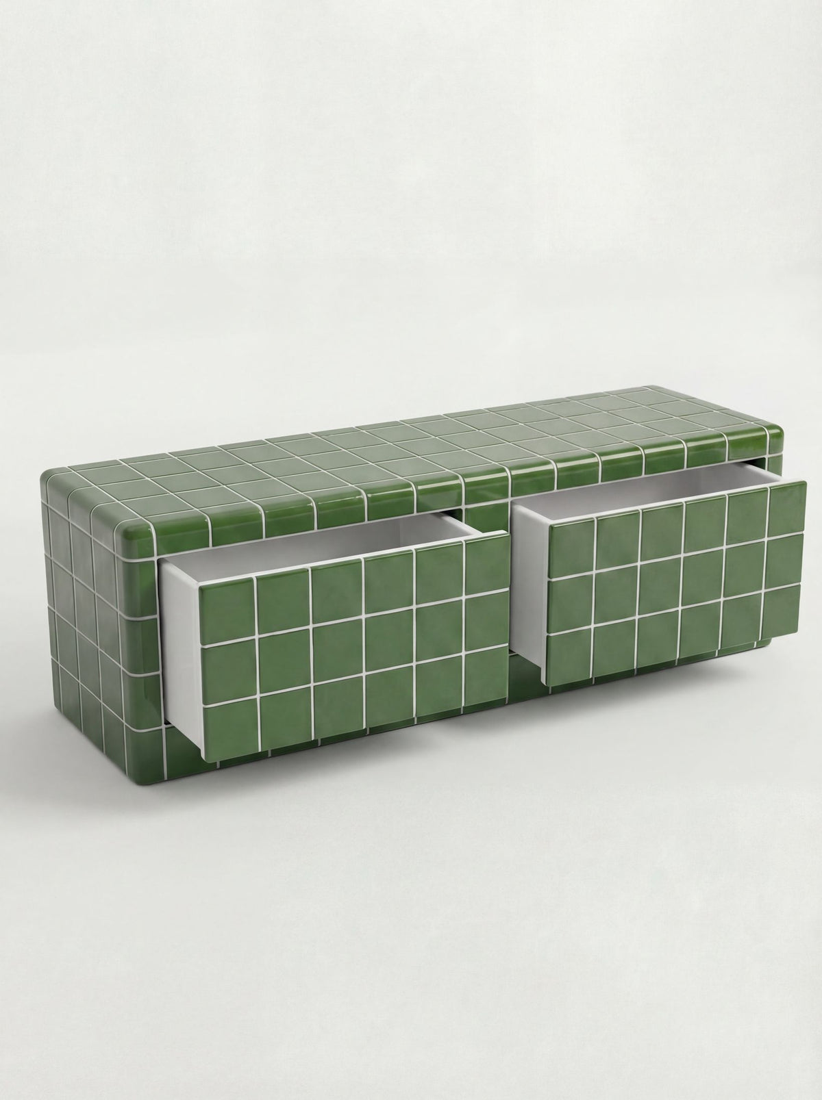 Mellow TV Unit in Emerald Green | Grid Design