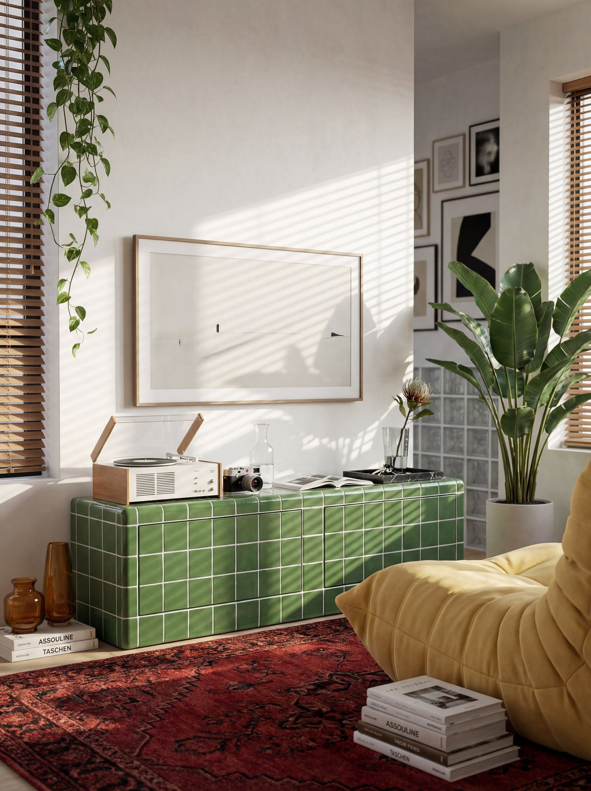 Mellow TV Unit in Emerald Green | Grid Design