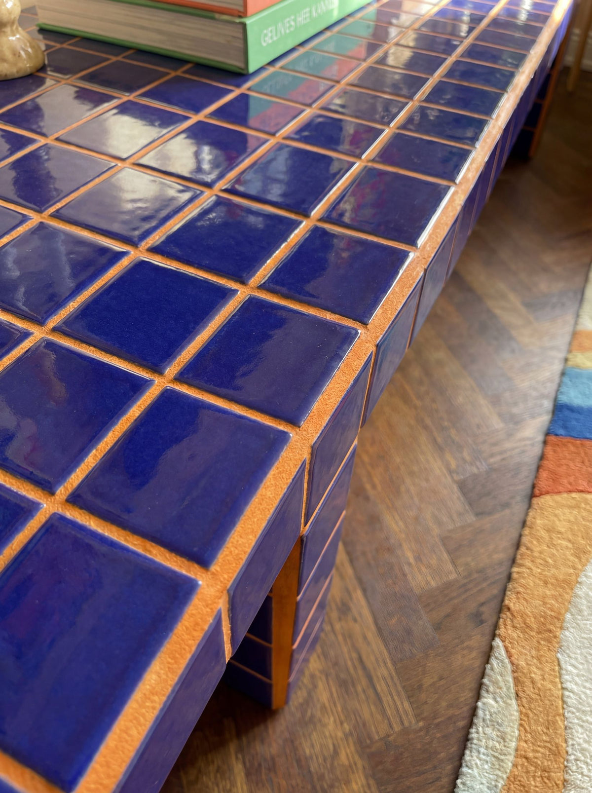 Voxel TV Unit in Cobalt Blue/Orange | Grid Design