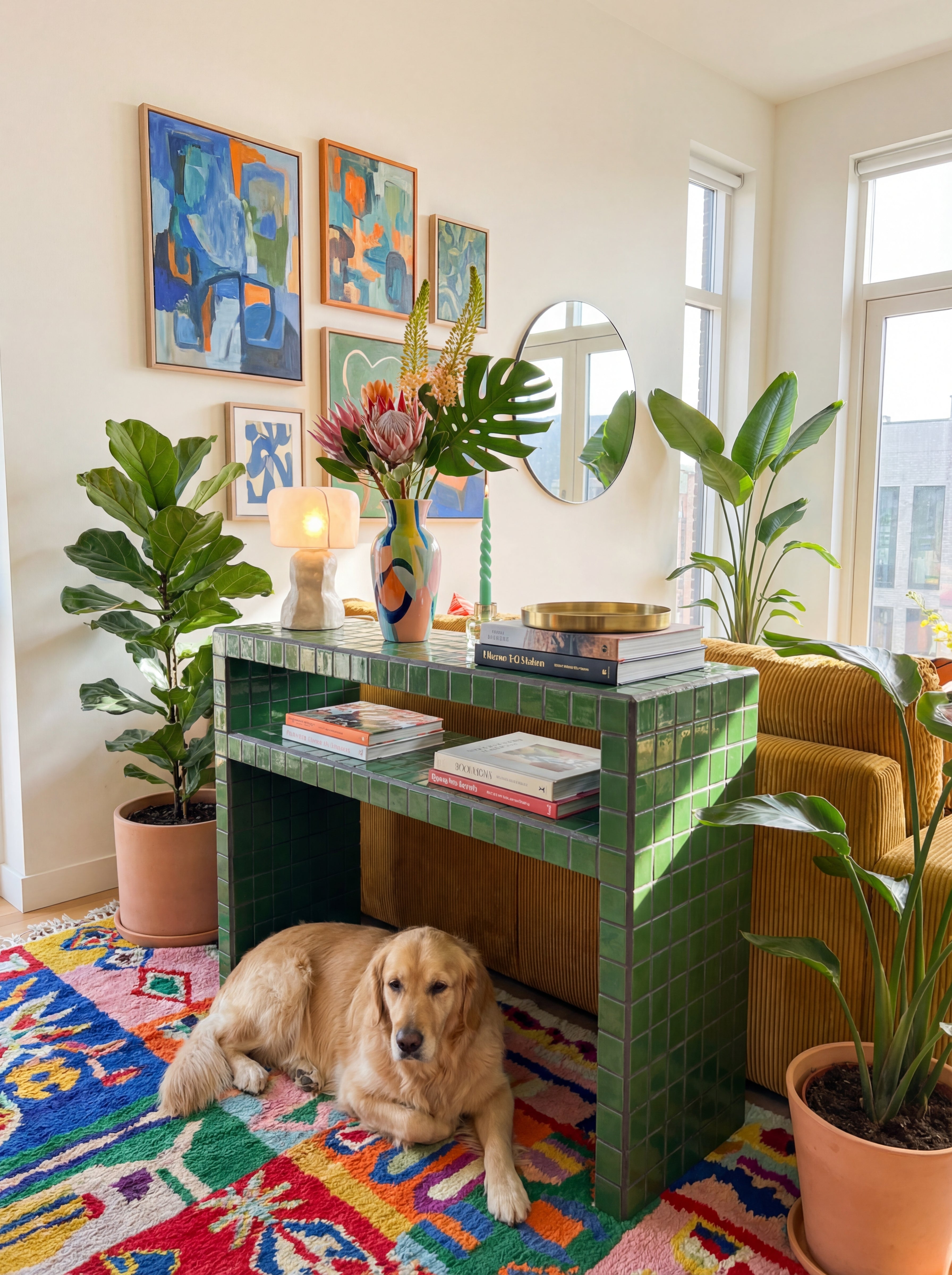 Console Dresser with Shelves