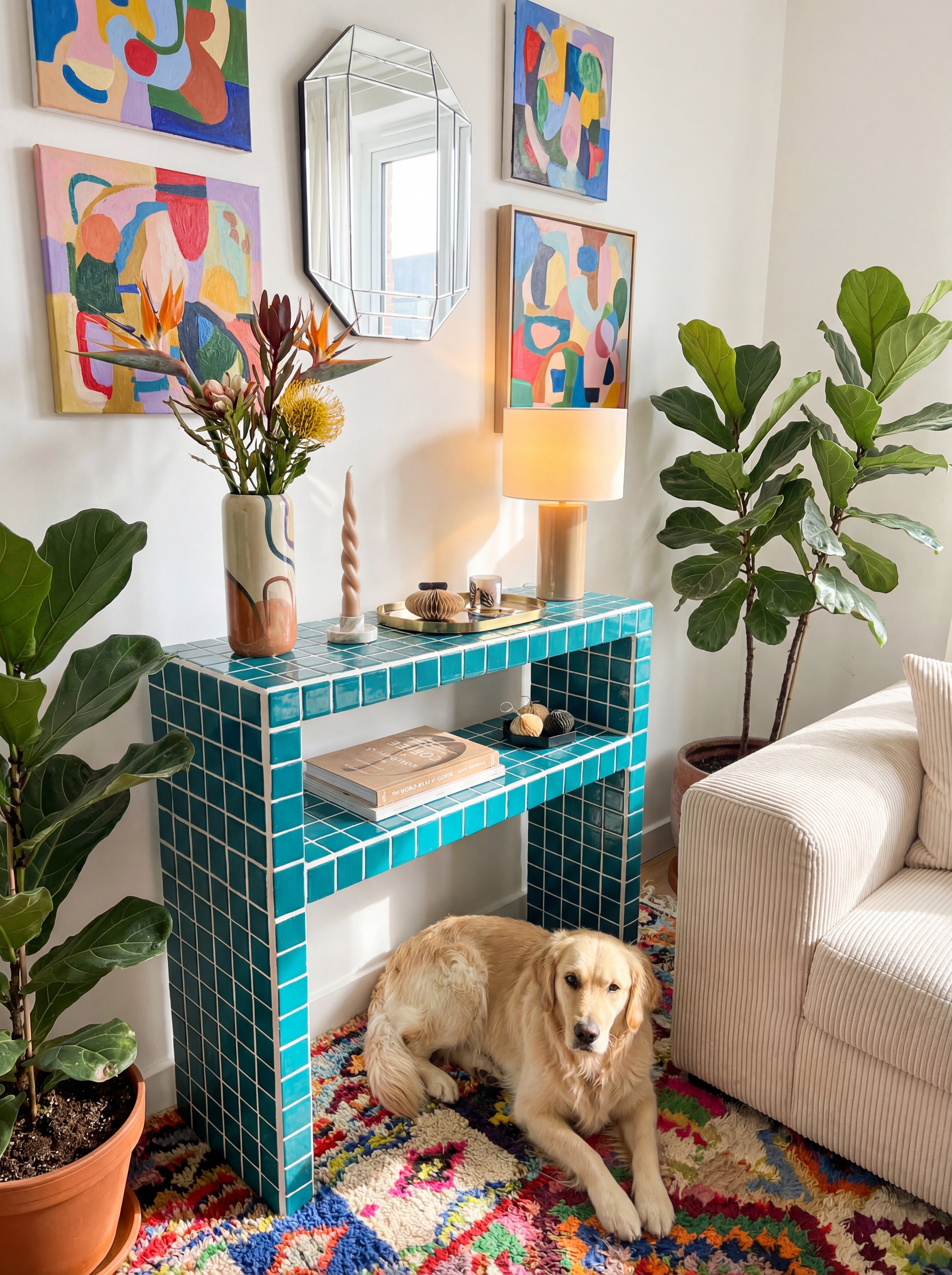 Console Dresser with Shelves