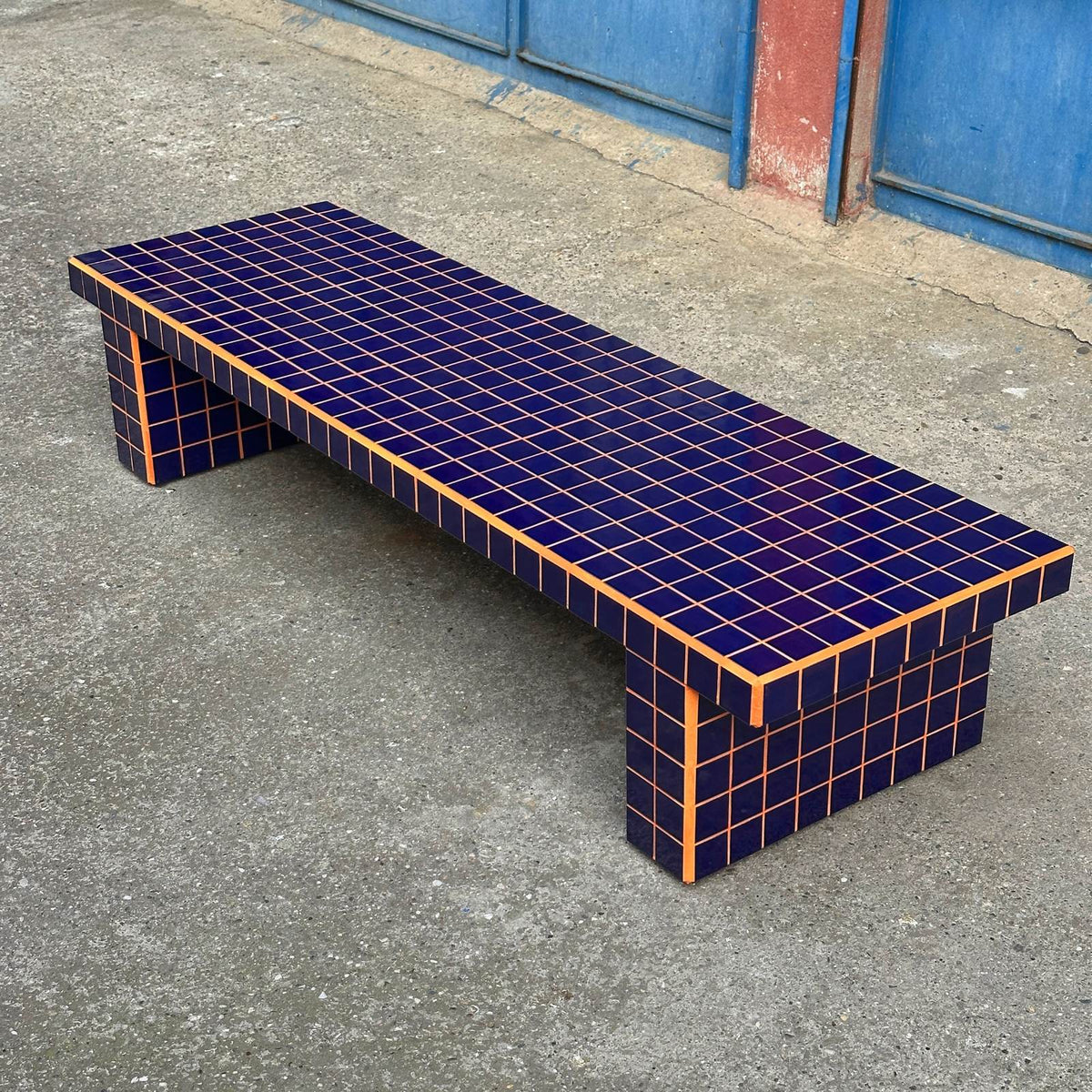 Voxel TV Unit in Cobalt Blue/Orange | Grid Design