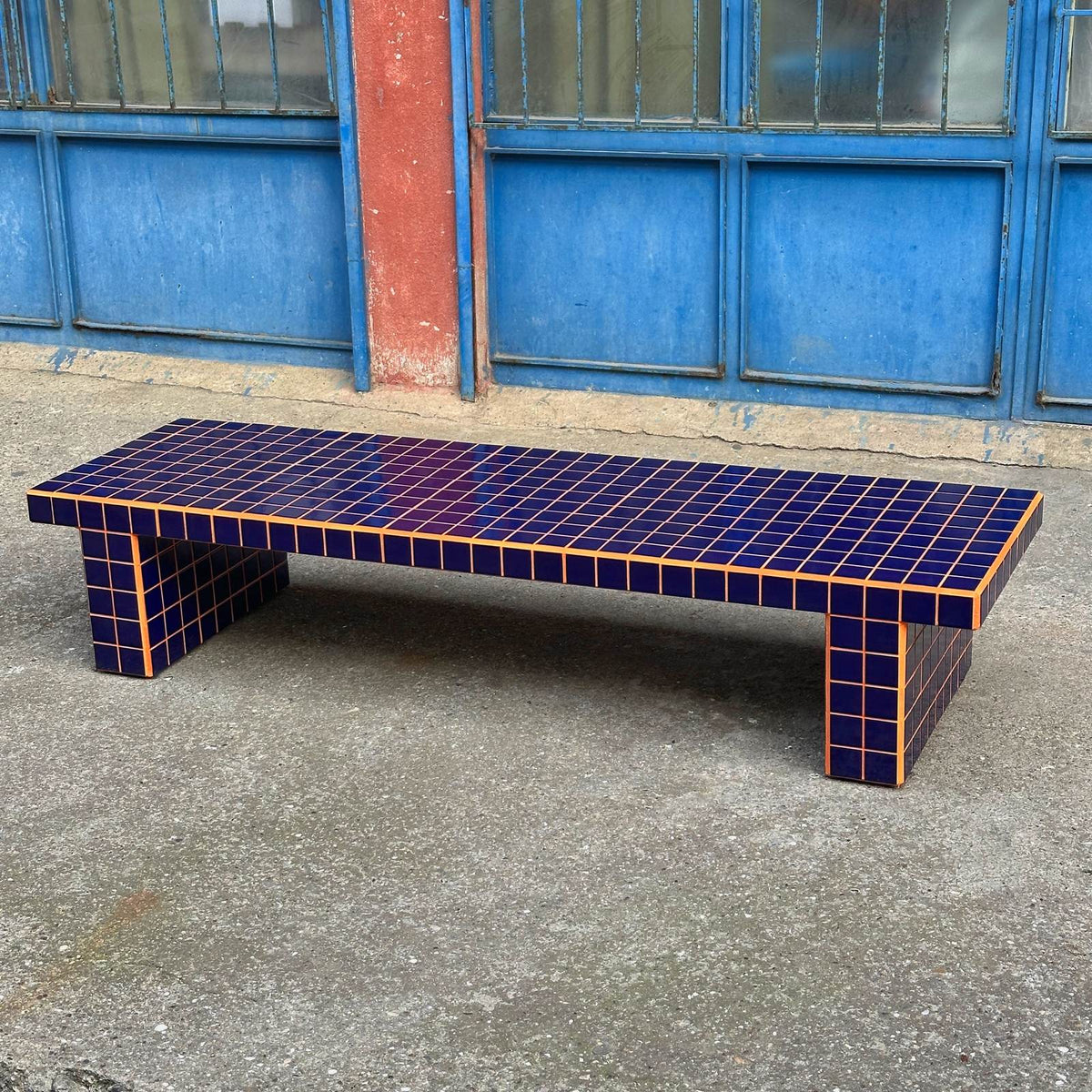 Voxel TV Unit in Cobalt Blue/Orange | Grid Design