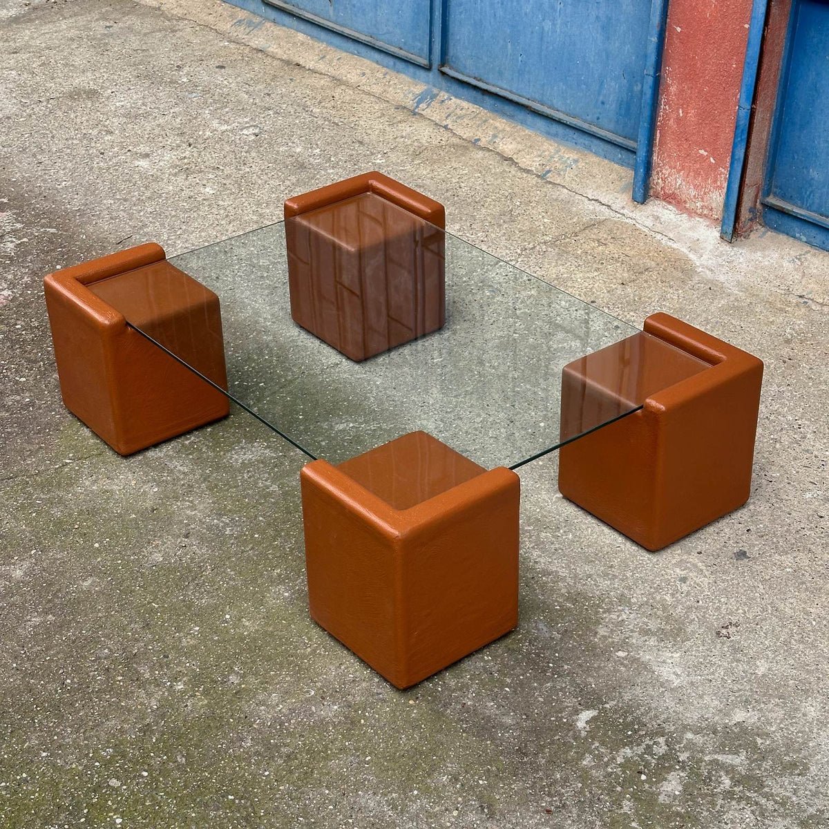 Luno Quart Large Coffee Table in Matte Brown | Grid Design