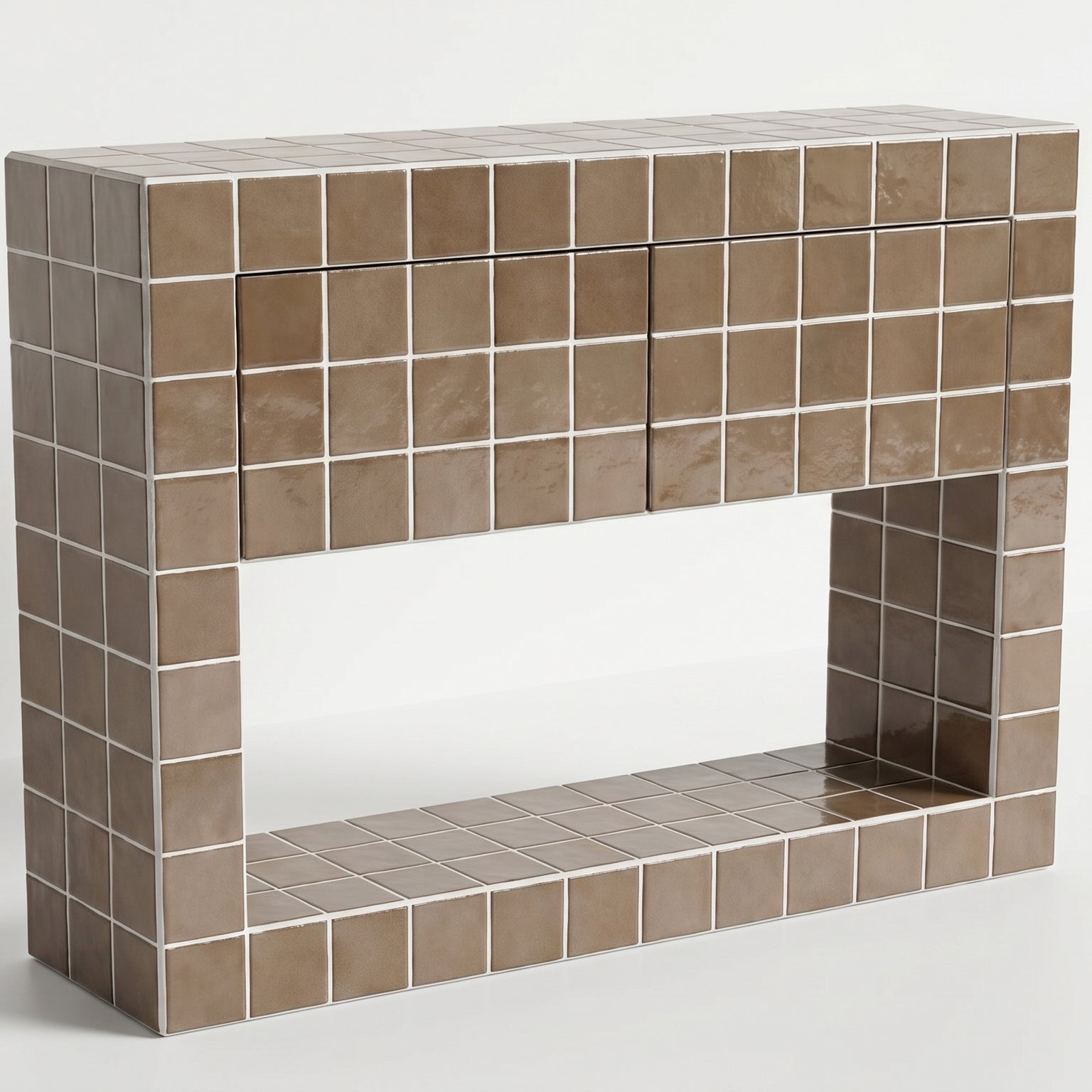 Tiled Console with 2 Drawers, Retro