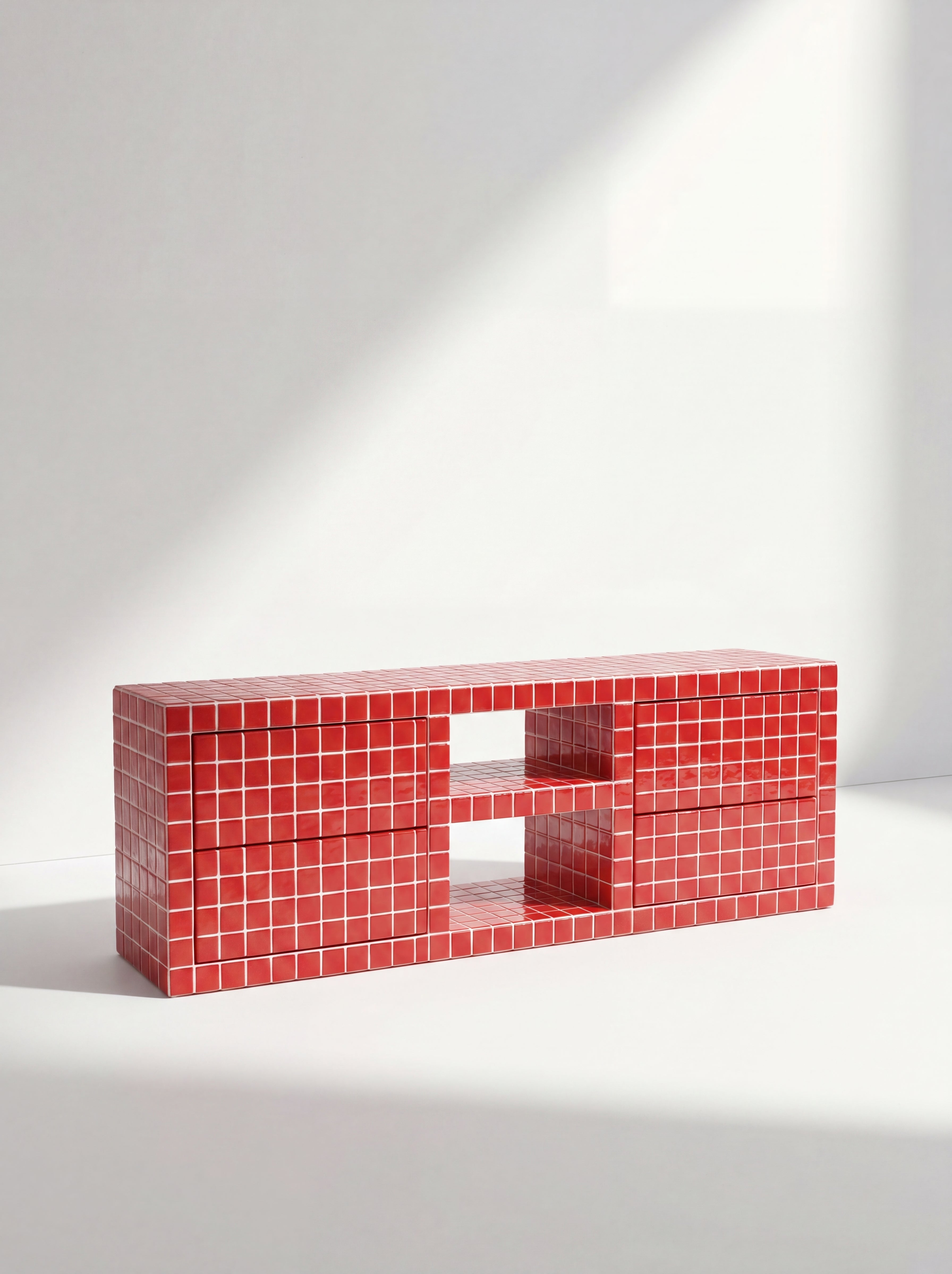 Tiled TV Stand with 4 Drawers, Fun