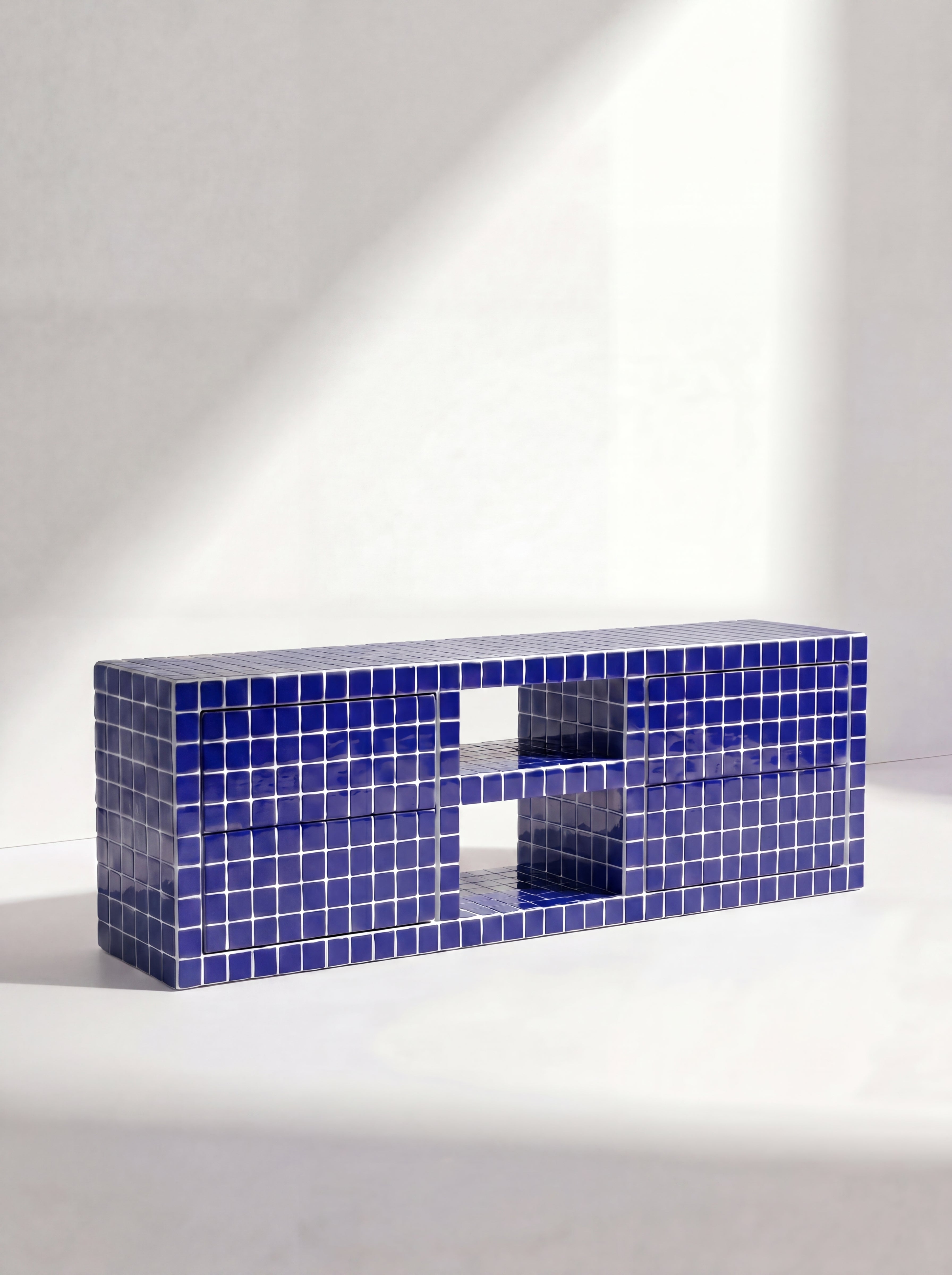 Tiled TV Stand with 4 Drawers, Fun