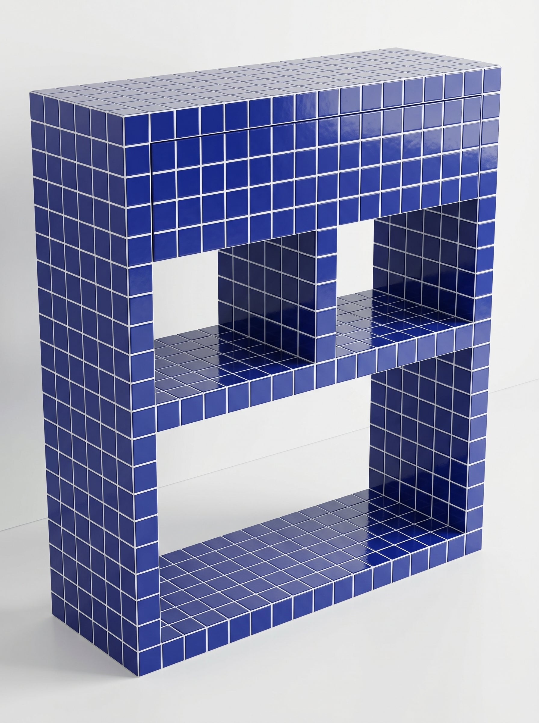Tiled Bookshelf with Drawer, Console
