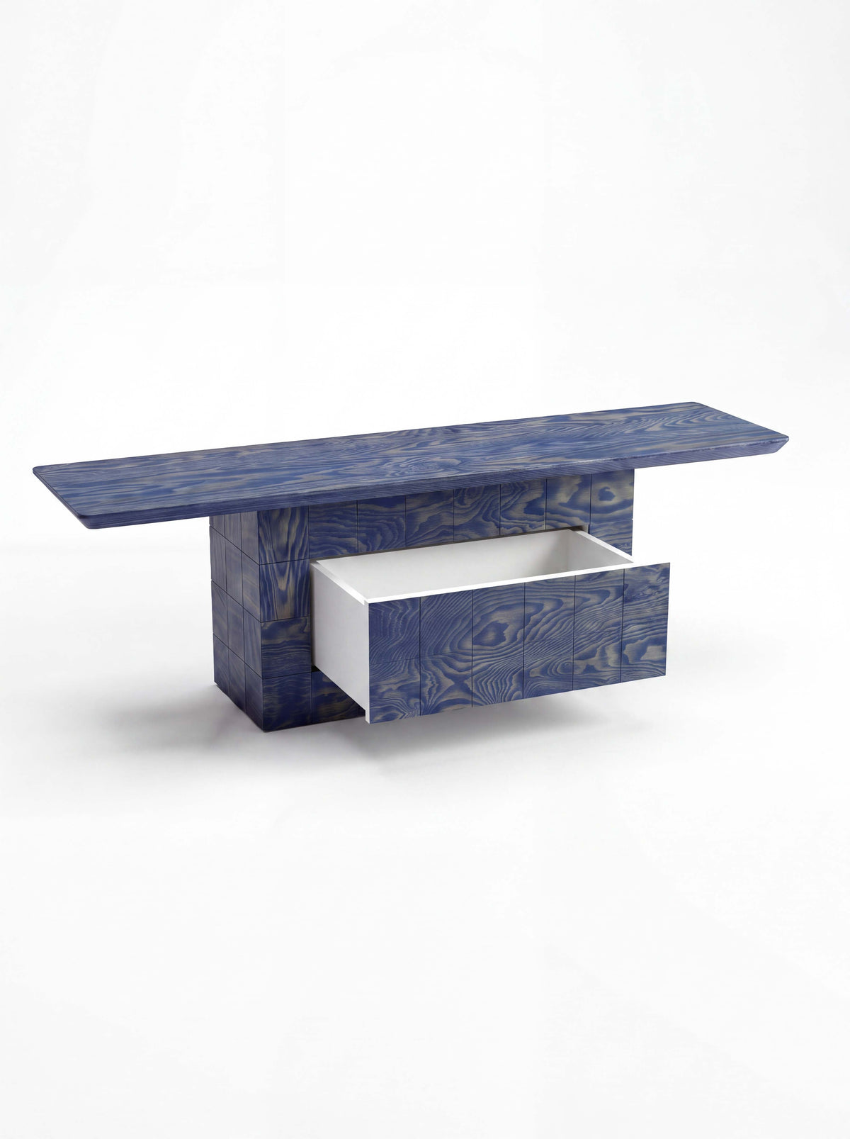 Tetra Modern Wood TV Stand with Drawer | Grid Design