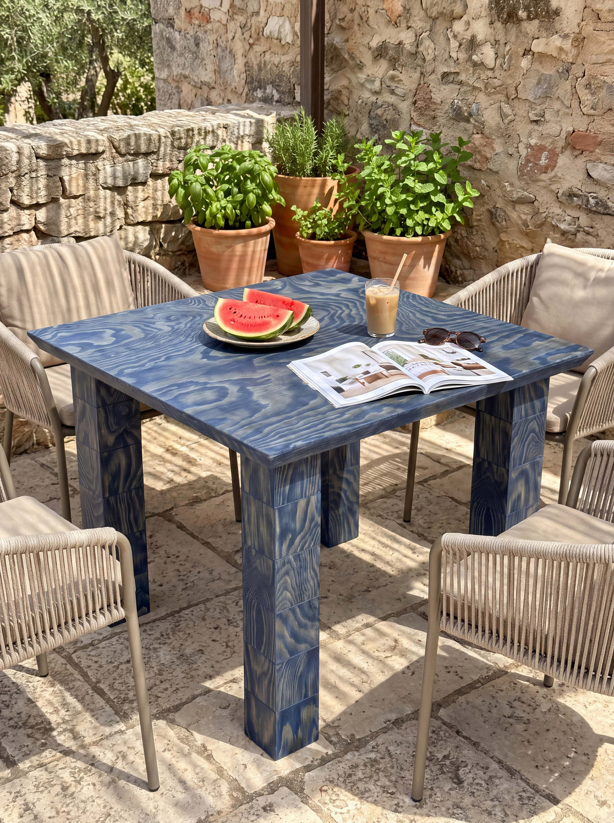 Tetra Handcrafted Outdoor Dining Table | Grid Design